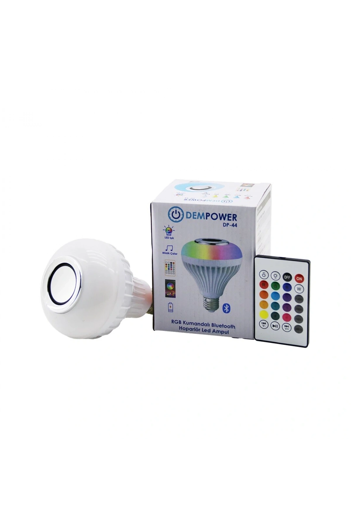 2IN1-KUMANDALI RGB LED AMPUL - BLUETOOTH HOPARLÖR MÜZİK ÇALAR LED-7W - HOPARLÖR-3W (5047)