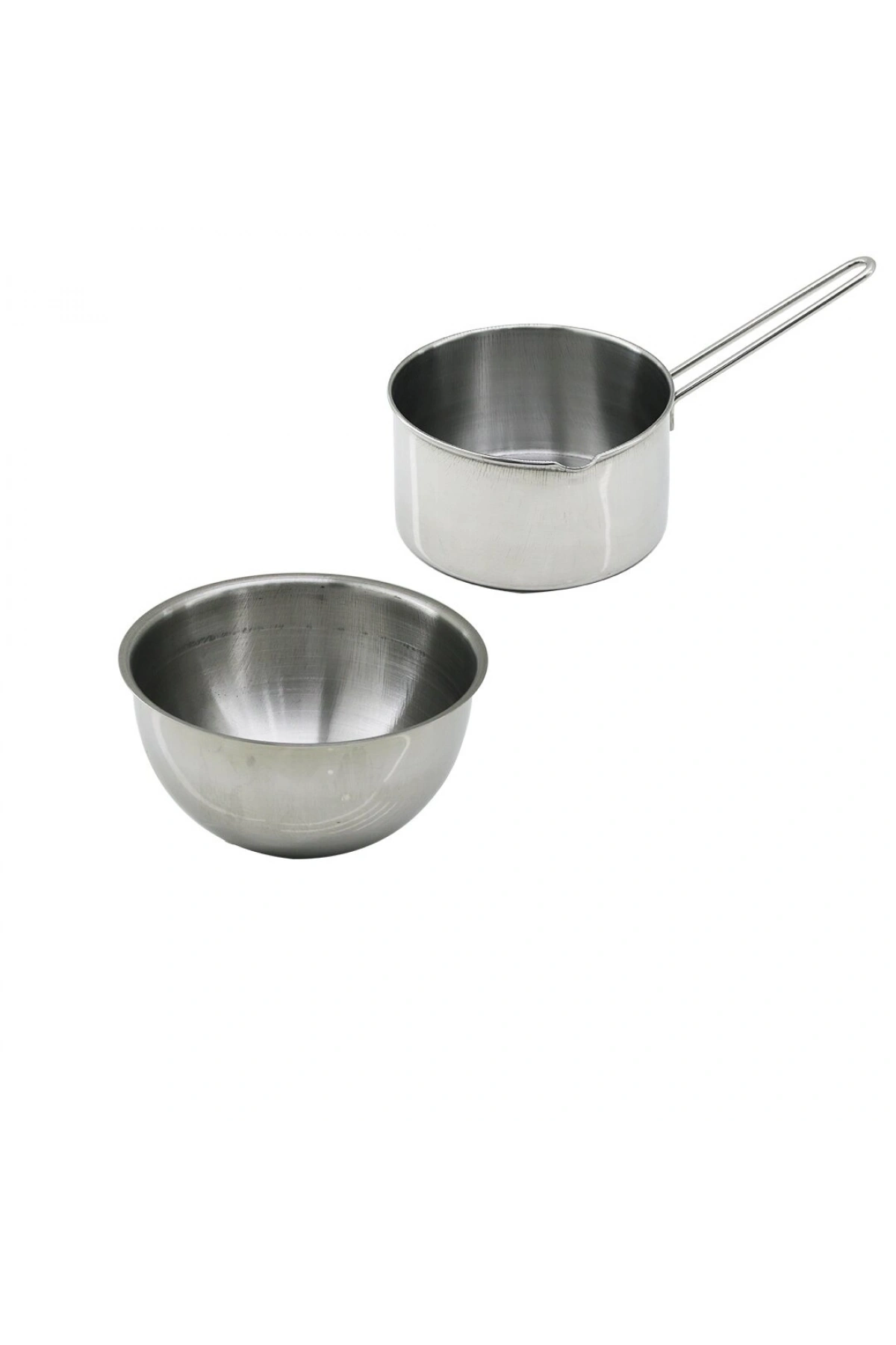 2PCS SET PASLANMAZ ÇELİK CHEFF SÜTLÜK - SOSLUK=14CM - DERİN KAP=17CM (5047)