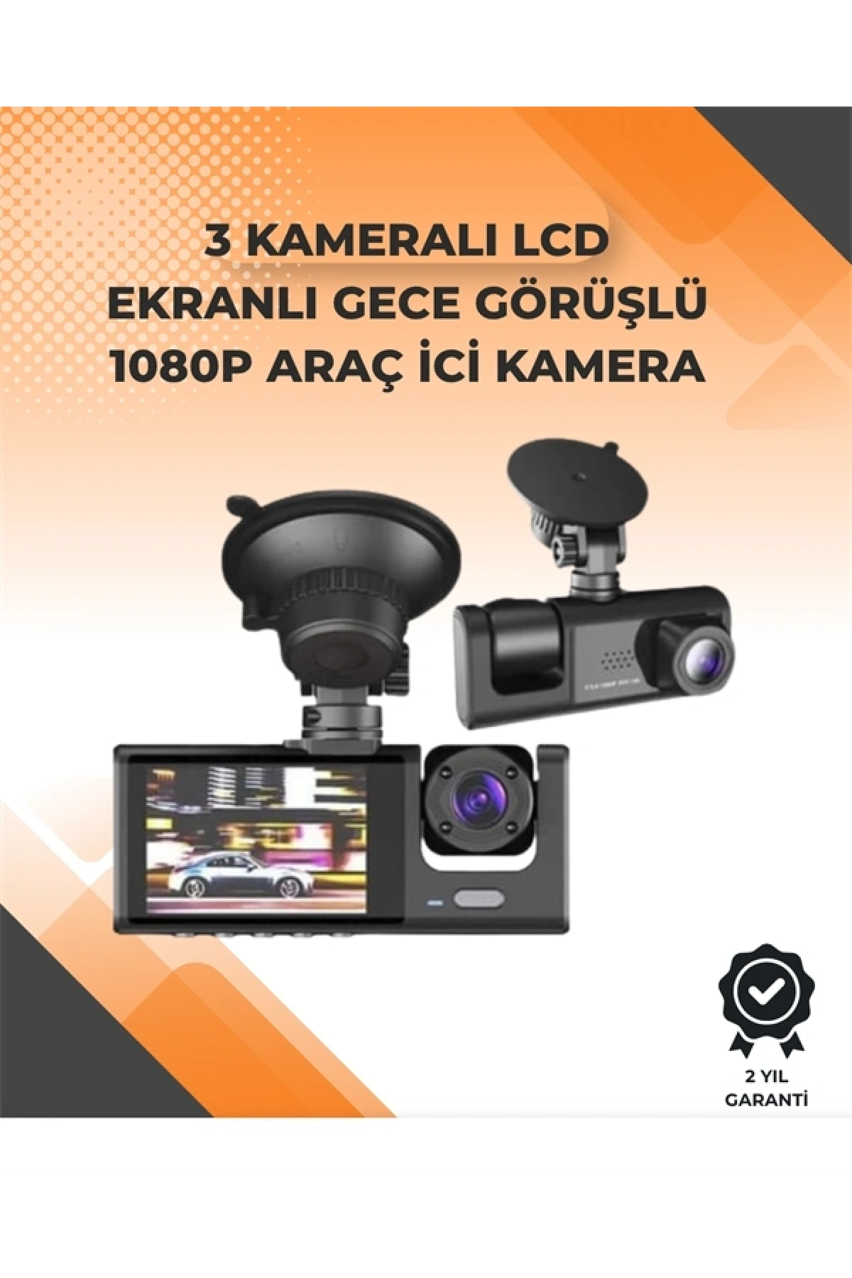 3 Kameralı Dashcam Sistem – Geri Görüş Yardımı, Park Koruması ve G-Sensör
