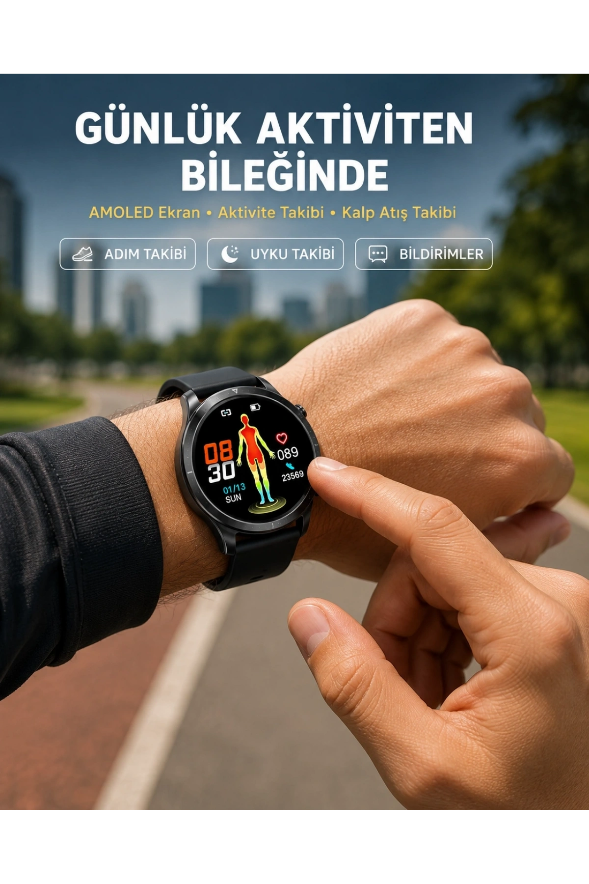 3 Kordonlu AMOLED Akıllı Saat – Sağlık Takipli