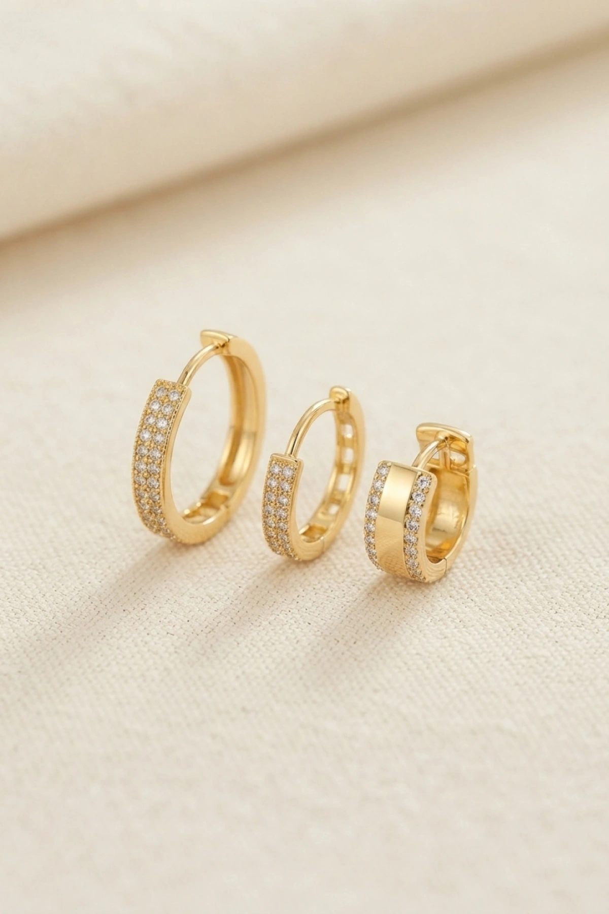 3 lü Set Gold Renk Halka Model Küpe