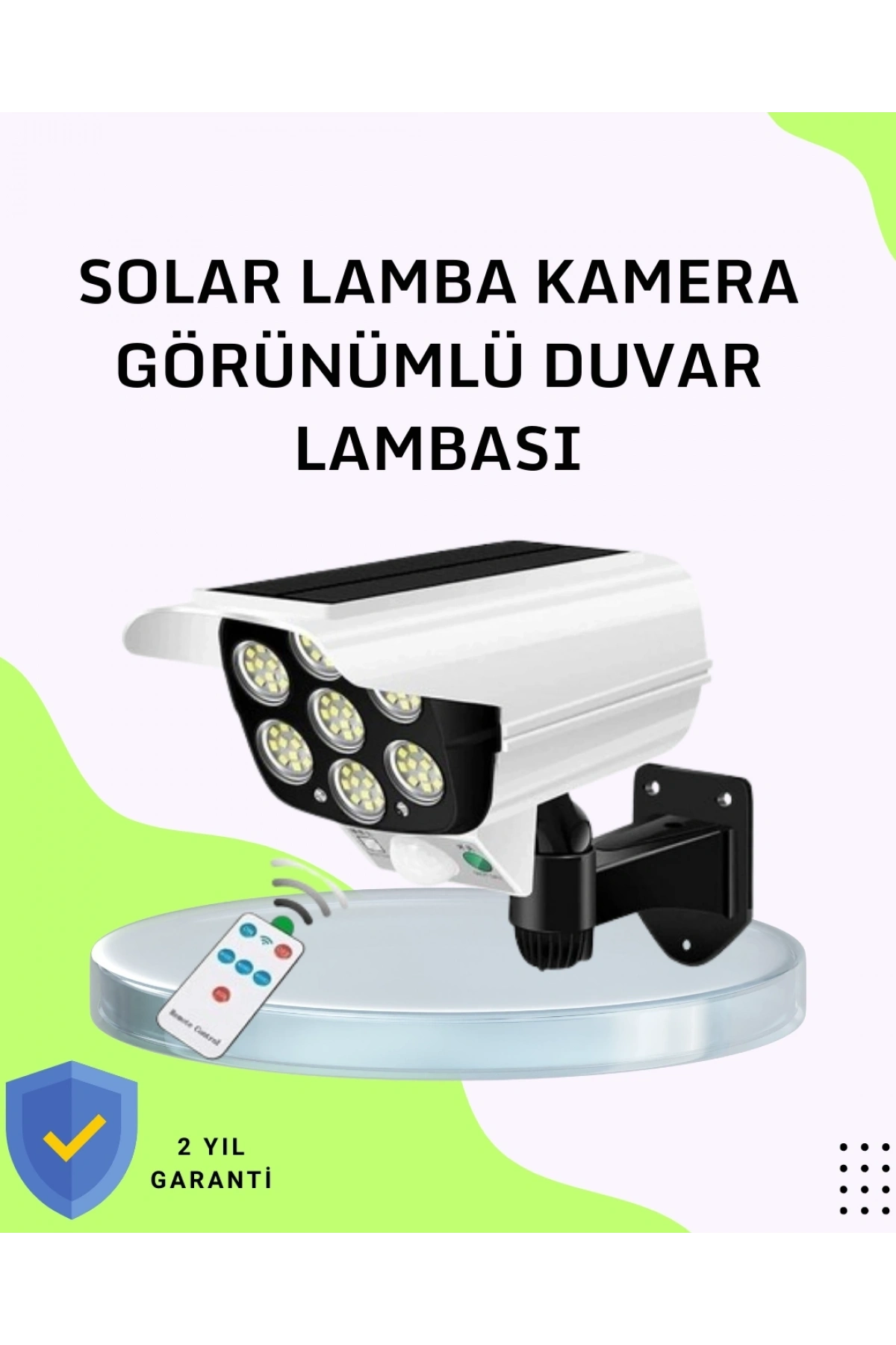 3 Modlu Güneş Paneli Aydınlatmalı Dış Mekan Güvenlik Işığı – IP65 Su Geçirmez, PIR Sensörlü