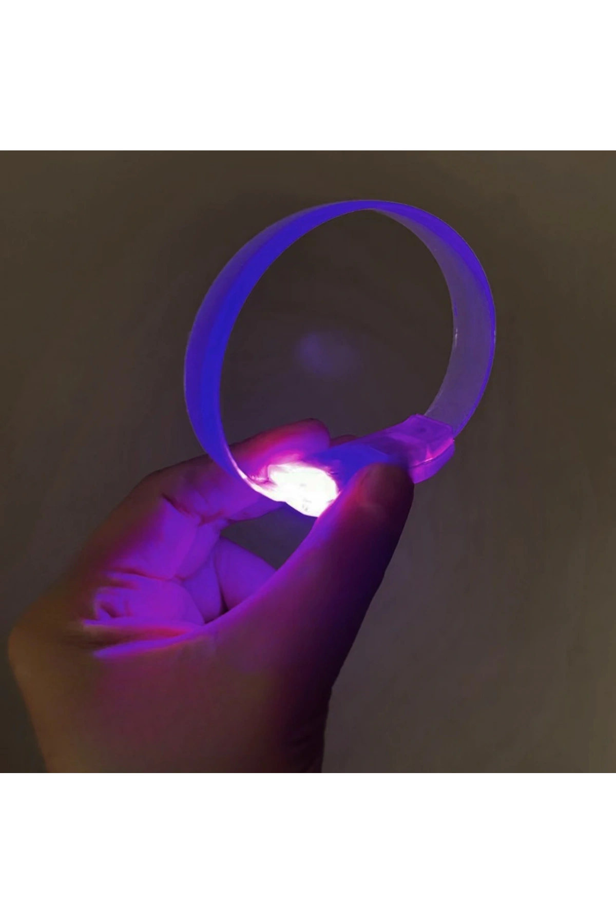 3 Modlu Pilli LED Işıklı Esnek Parti Bilekliği Mor (5047)