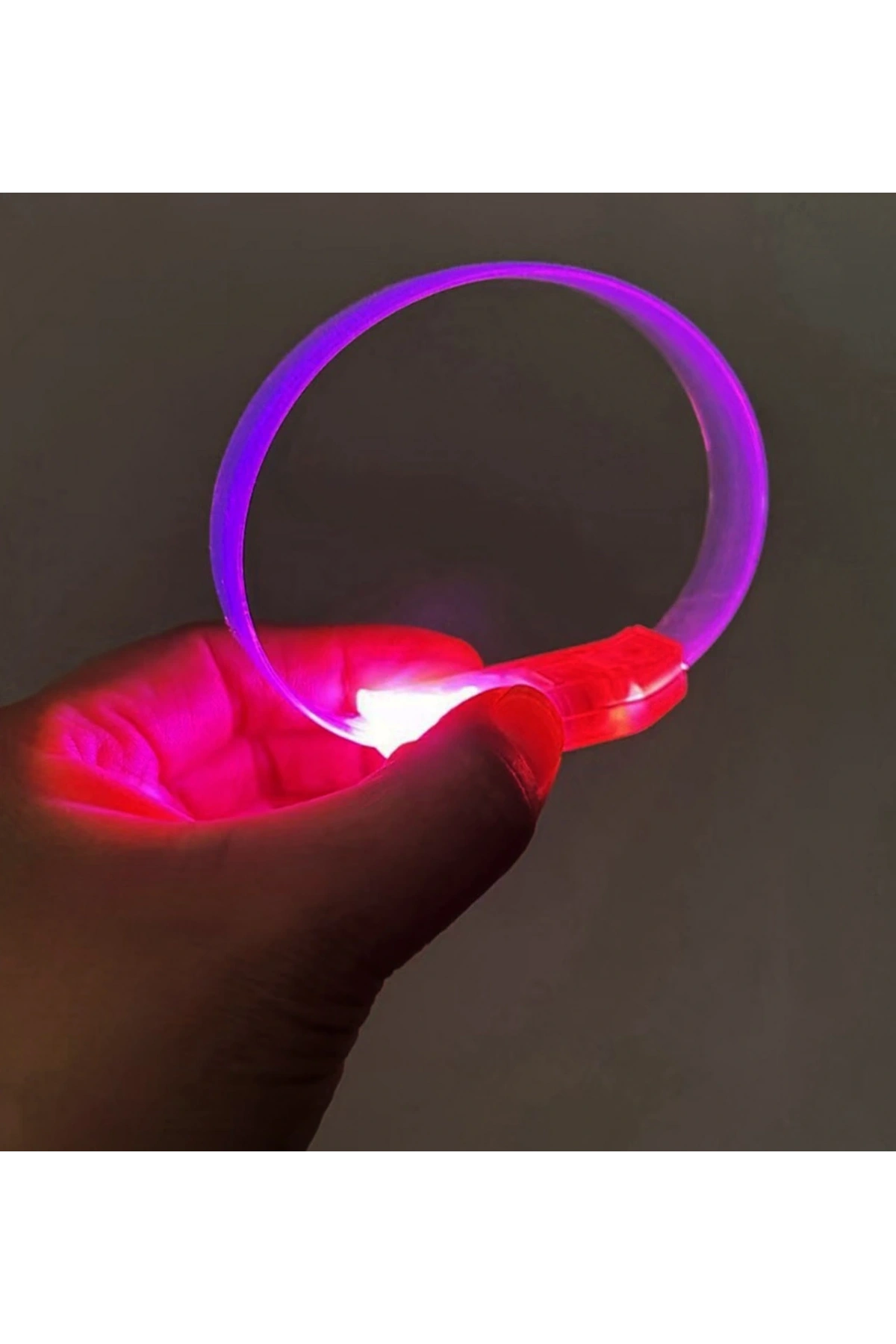 3 Modlu Pilli LED Işıklı Esnek Parti Bilekliği Pembe (5047)