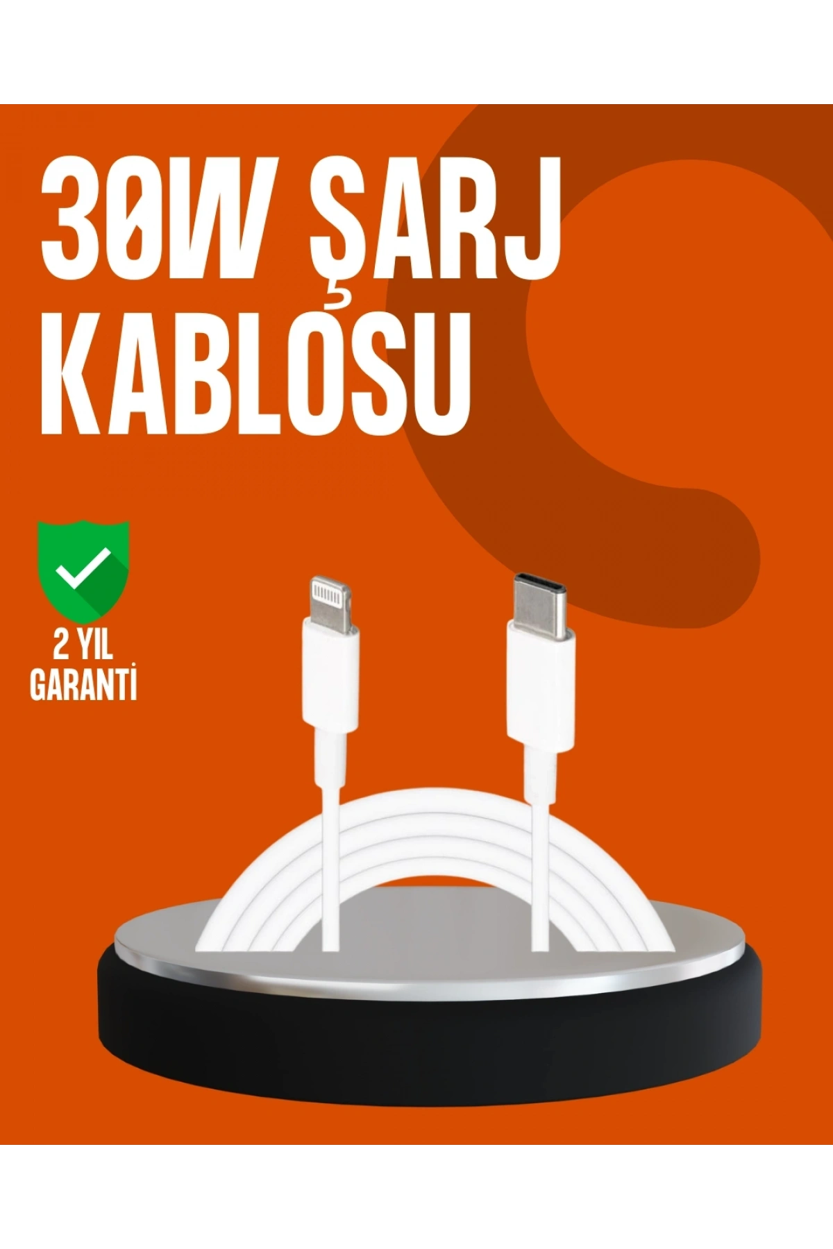 30W Type-C Lightning Hızlı Şarj Kablosu 1.2m iPhone Uyumlu