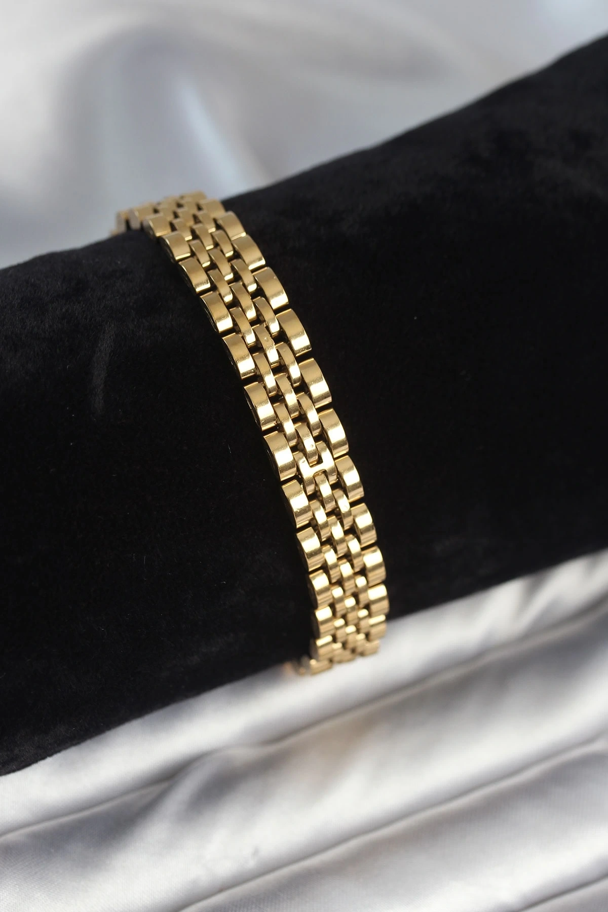 316L Çelik 9 mm Kalınlıkta Gold Renkli Erkek Bileklik