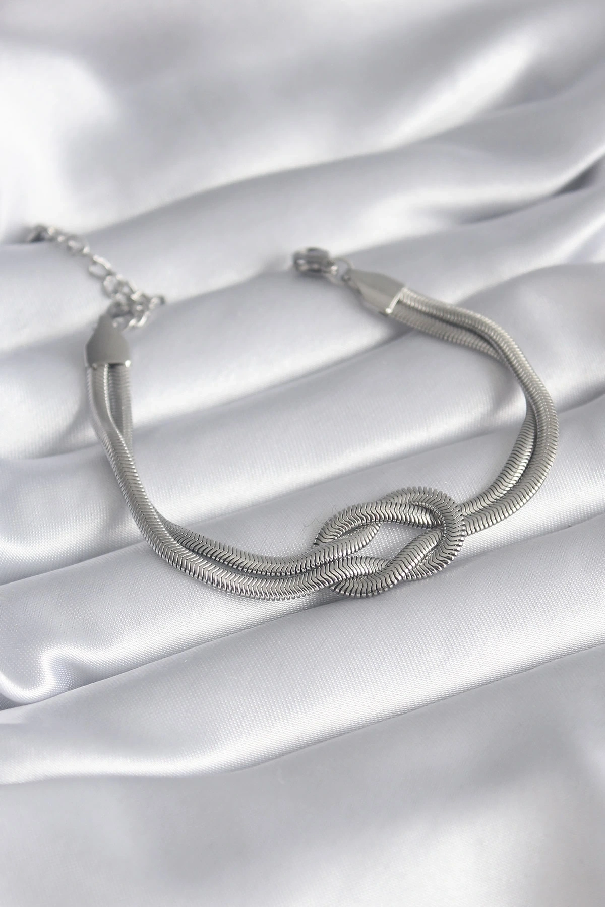 316L Çelik Çelik Gold Renk İtalyan Zincir Düğüm Model Kadın Bileklik