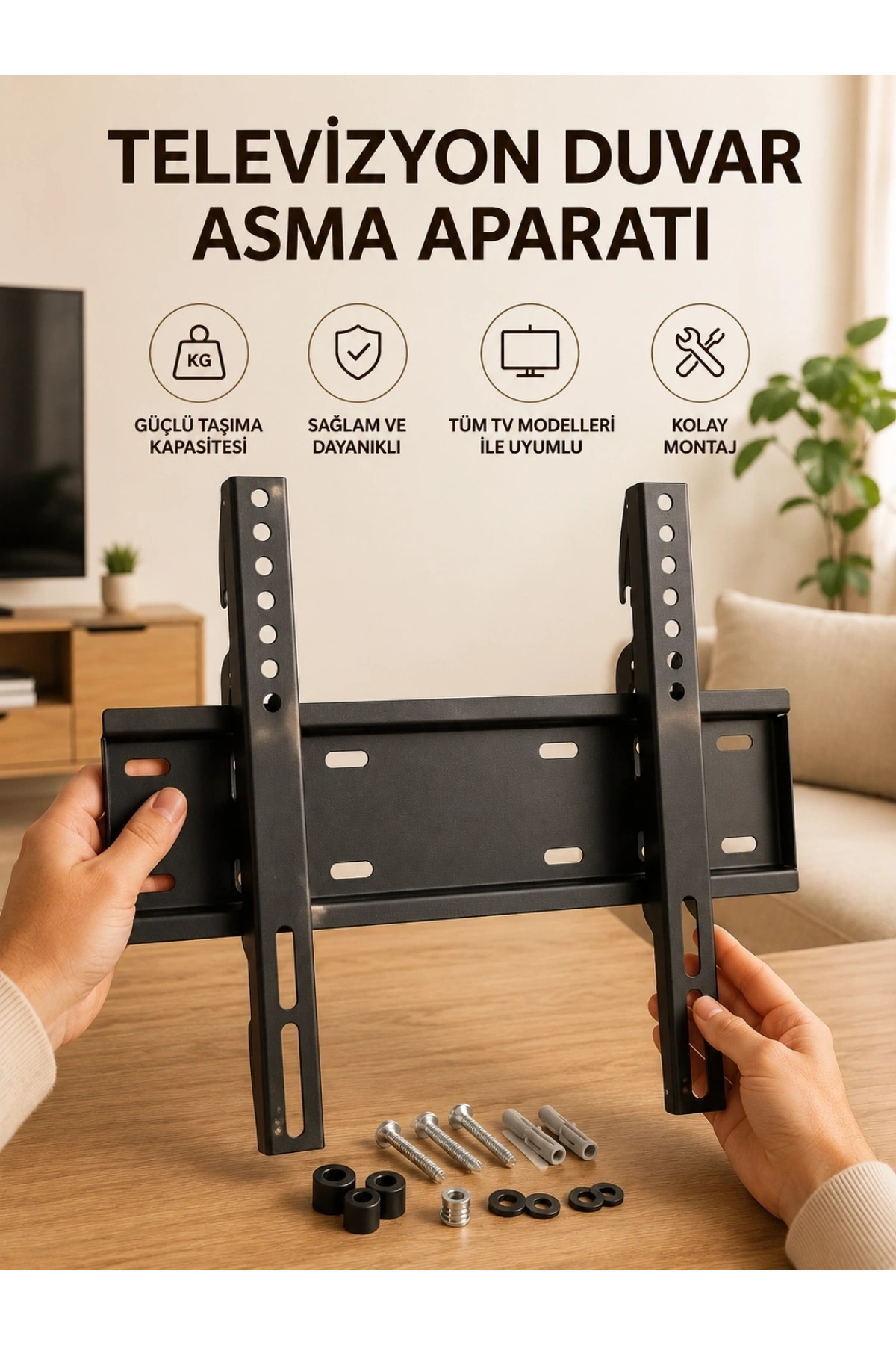 32-55 İnç Uyumlu 40 Kg Taşıma Kapatiseli Televizyon Duvar Asma Aparatı