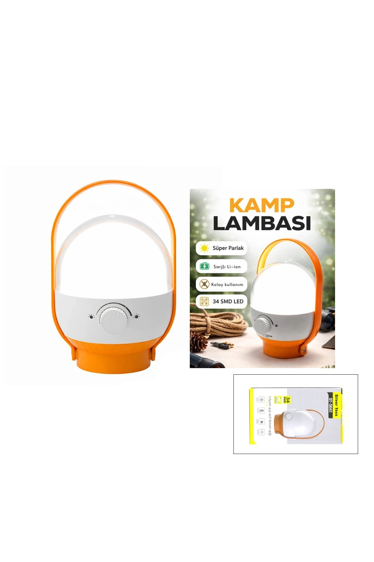 34 LED KAMP LAMBASI - FENER USB ŞARJLI AYARLANABİLİR IŞIK 4.8W - 2400mAh ST-5661 (5047)