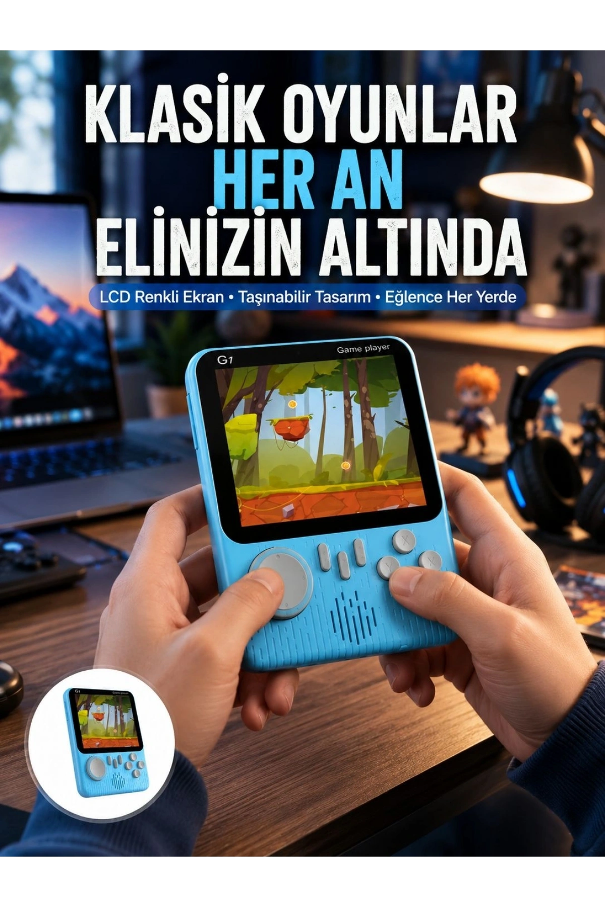 3.5 İnç Mini Atari Taşınabilir Oyun Konsolu 666 Adet Retro Oyun Yeni Nesil