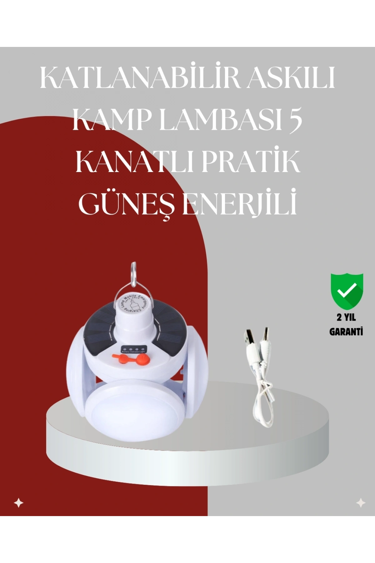 360 Derece Katlanabilir Solar LED Aydınlatma Çadır Lambası
