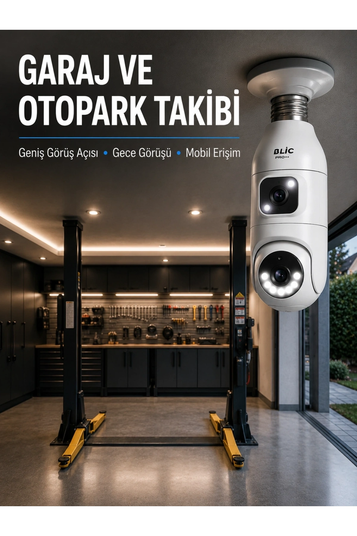 360° Ev İzleme Wi-Fi Çift Lens Akıllı Ampul Kamera