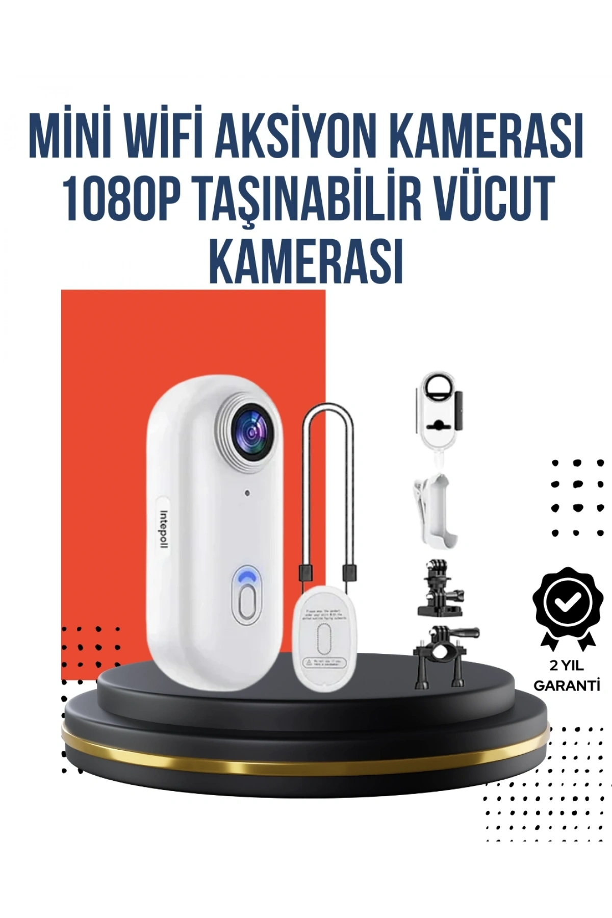 360° Klipsli Manyetik Spor Kamera Yüksek Çözünürlük