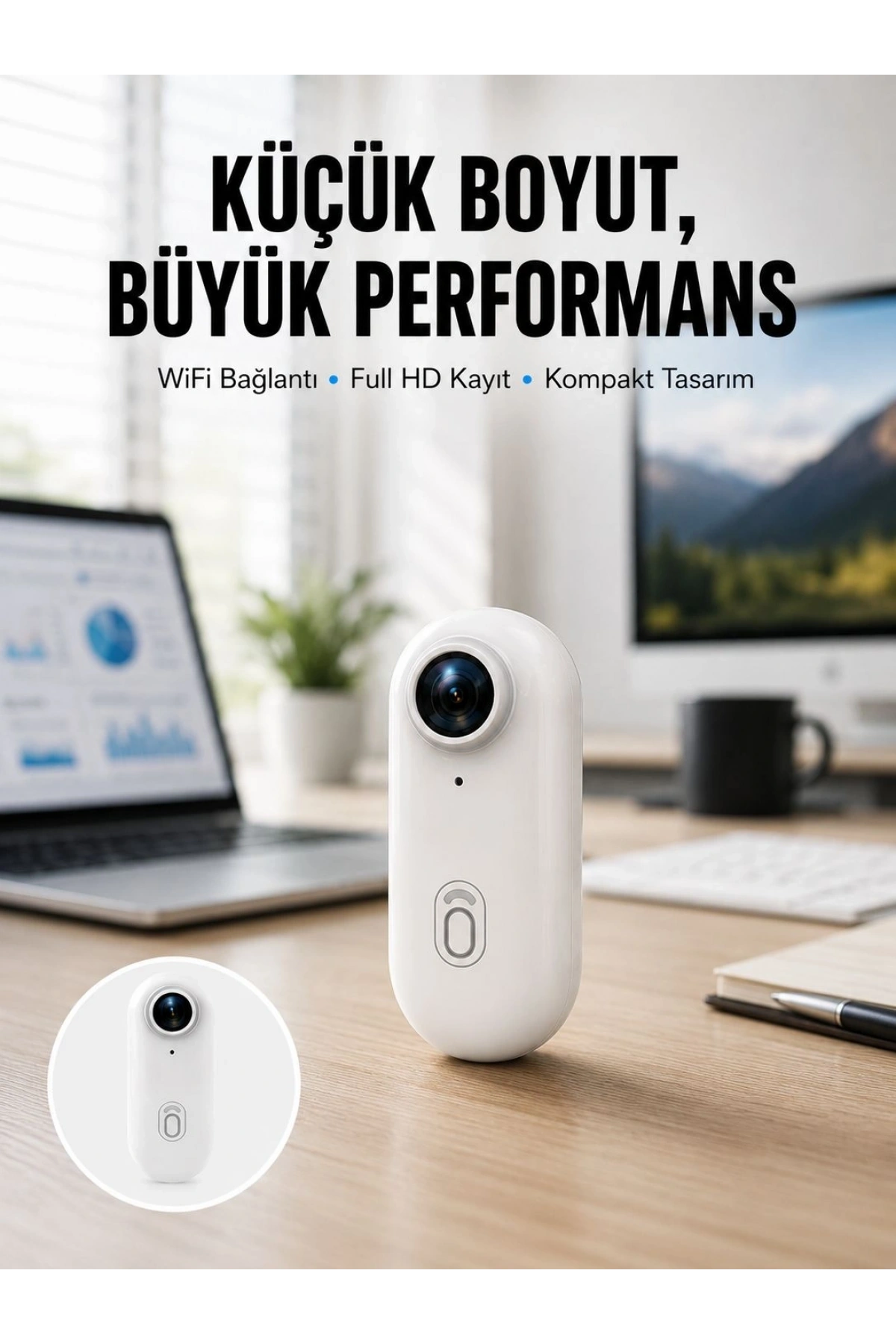360° Klipsli Manyetik Spor Kamera Yüksek Çözünürlük Yeni Nesil
