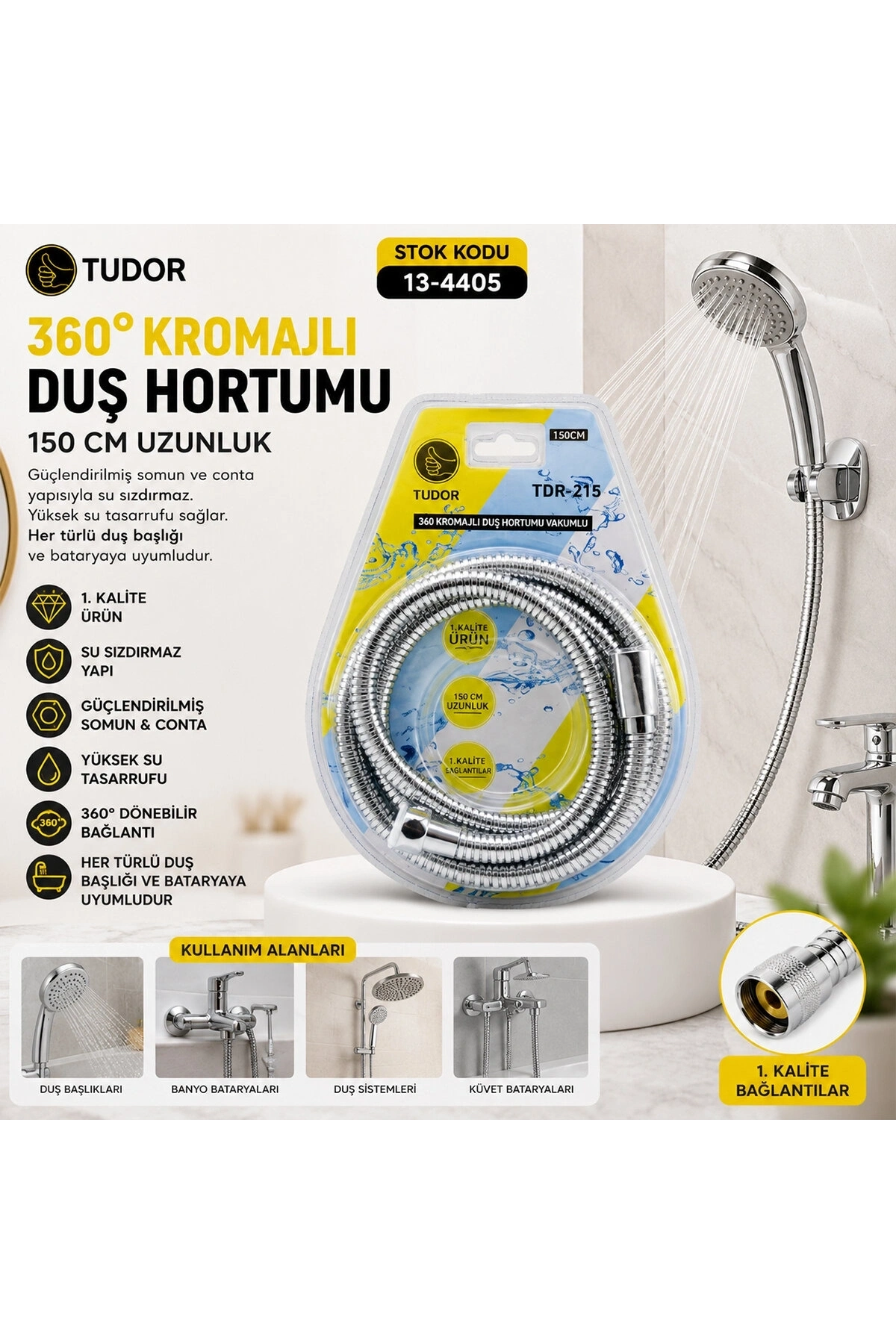 360° - METAL DUŞ HORTUMU 150CM VAKUMLU AMBALAJ (5047)