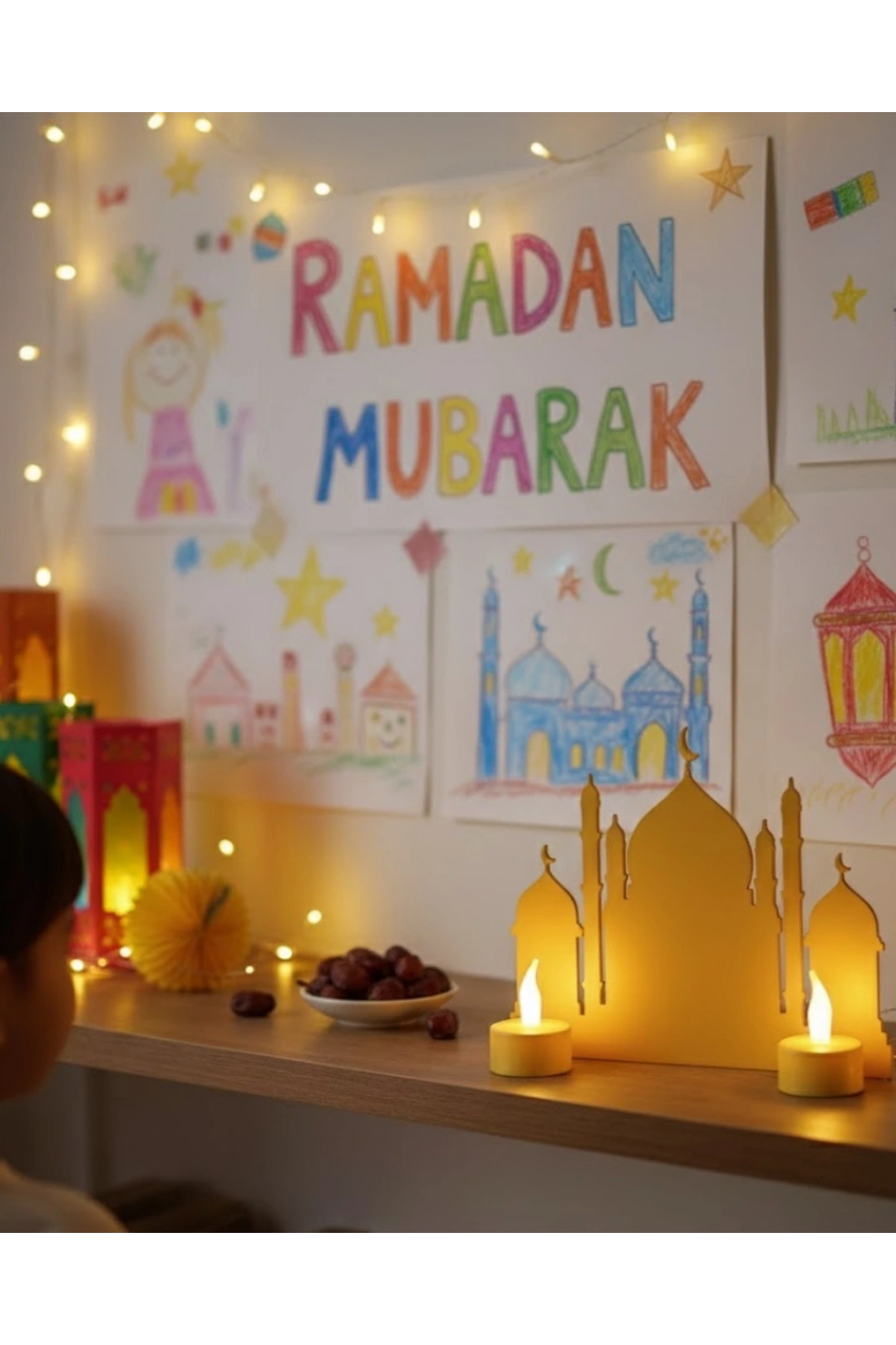 3D Cami Masa Üstü Dekor 2 Pilli LED Mumlu Hediye Set