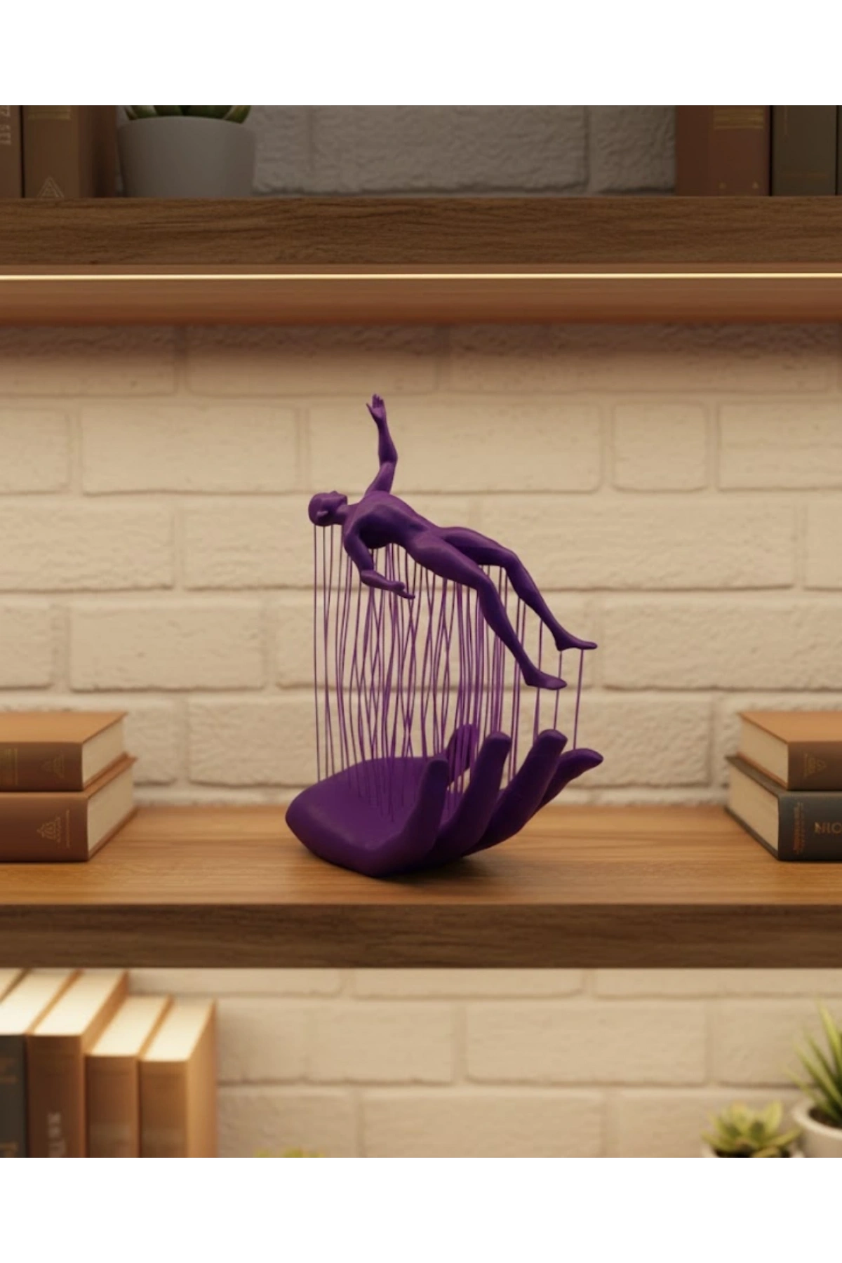 3D El Formlu İnsan Figürü Mor Özgün Sanat Biblosu 12x18 cm