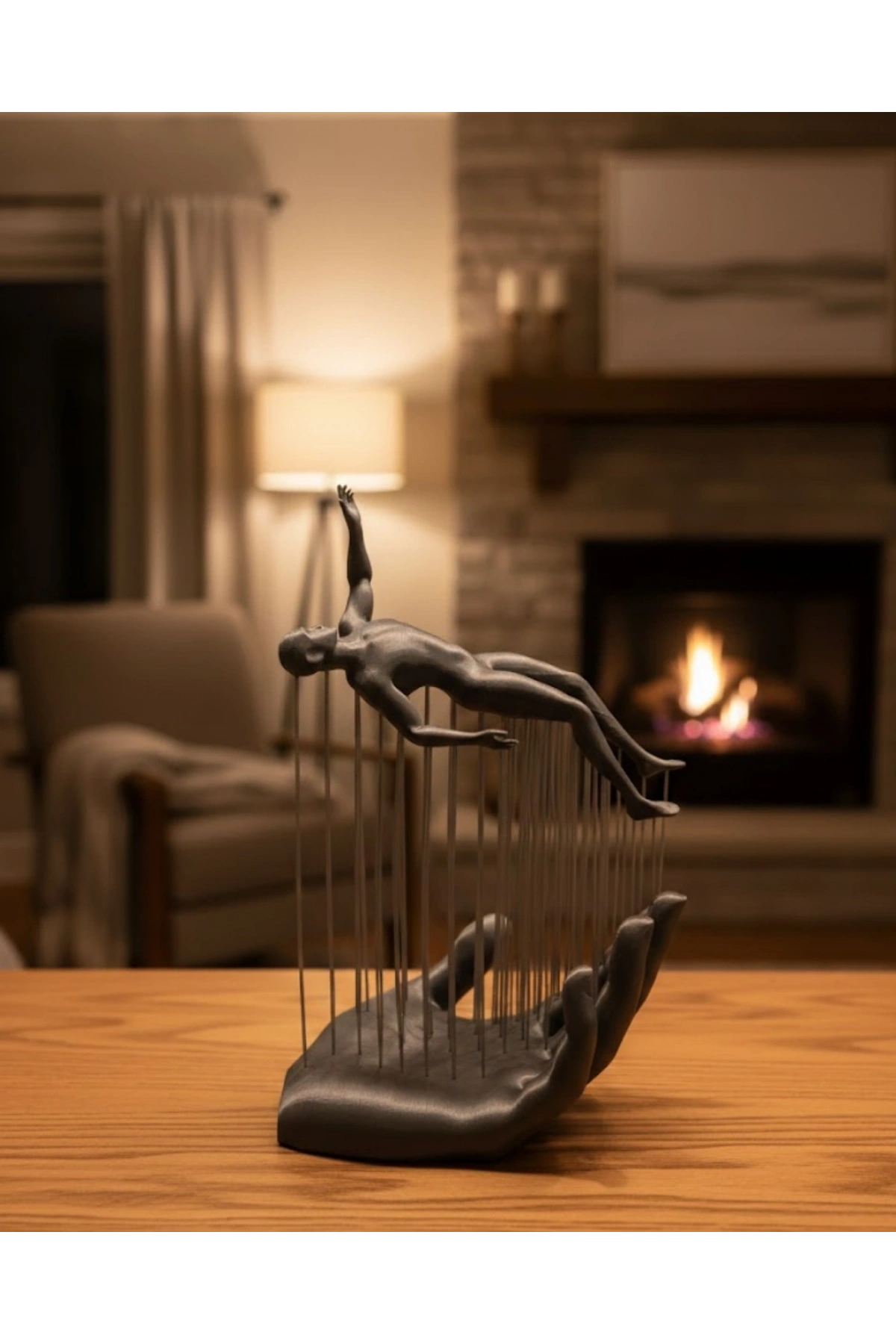 3D El İnsan Figürü Gri Modern Ev ve Ofis Dekoru