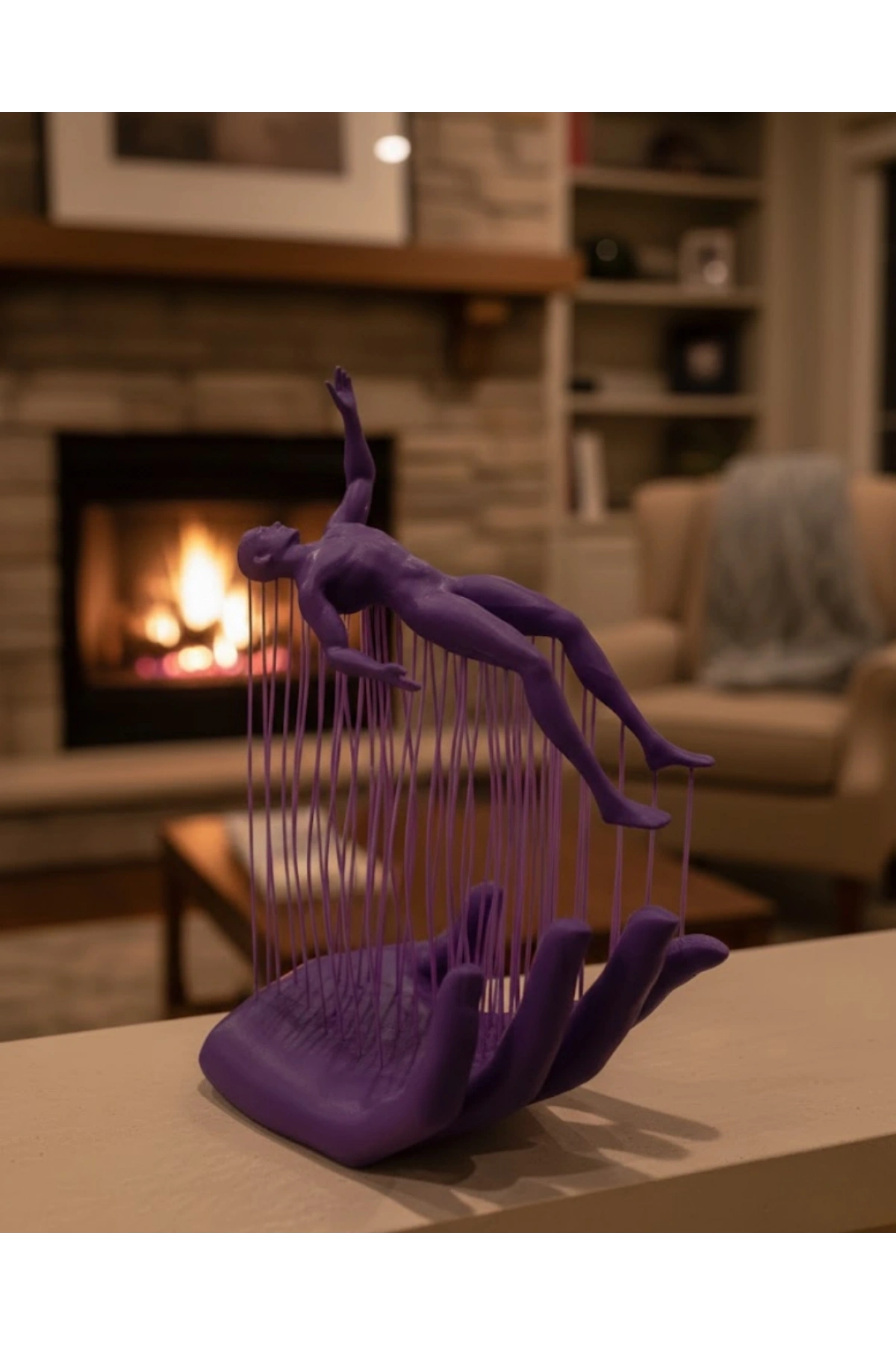 3D El İnsan Figürü Mor Modern Masa Üstü Ev ve Ofis Dekoru