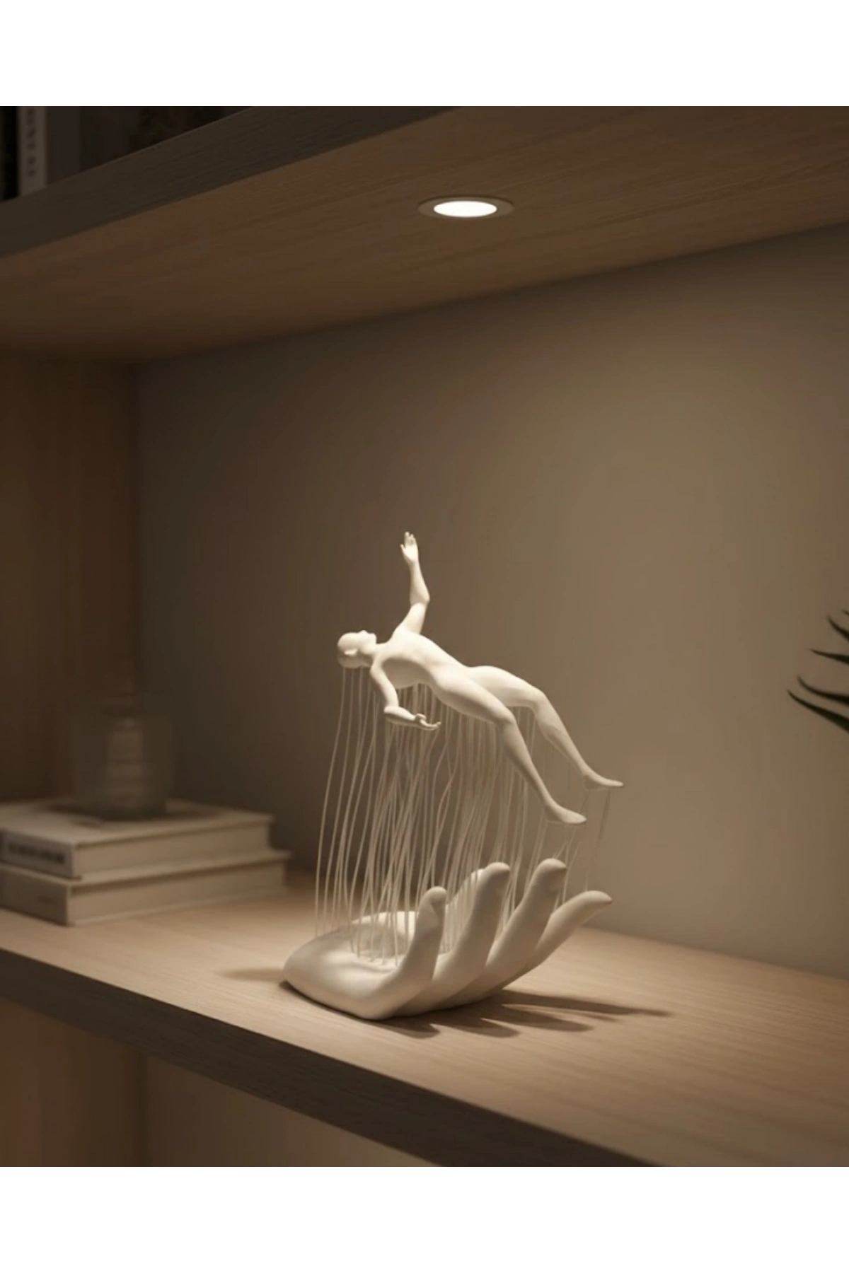 3D El Üzerinde İnsan Figürü Beyaz Minimal Masa Üstü Dekor