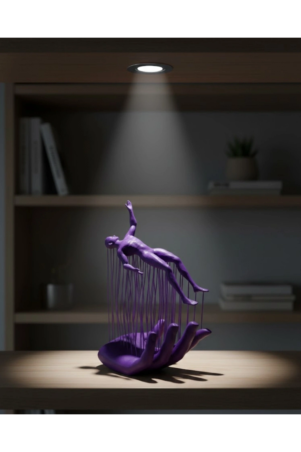 3D El Üzerinde İnsan Figürü Mor Soyut Tasarım Dekor Biblo