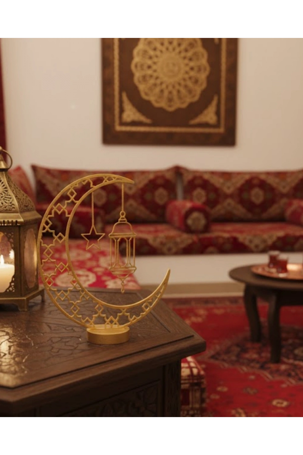 3D Ramazan Dekor Özel Baskı Hilal Yıldız Masa Üstü