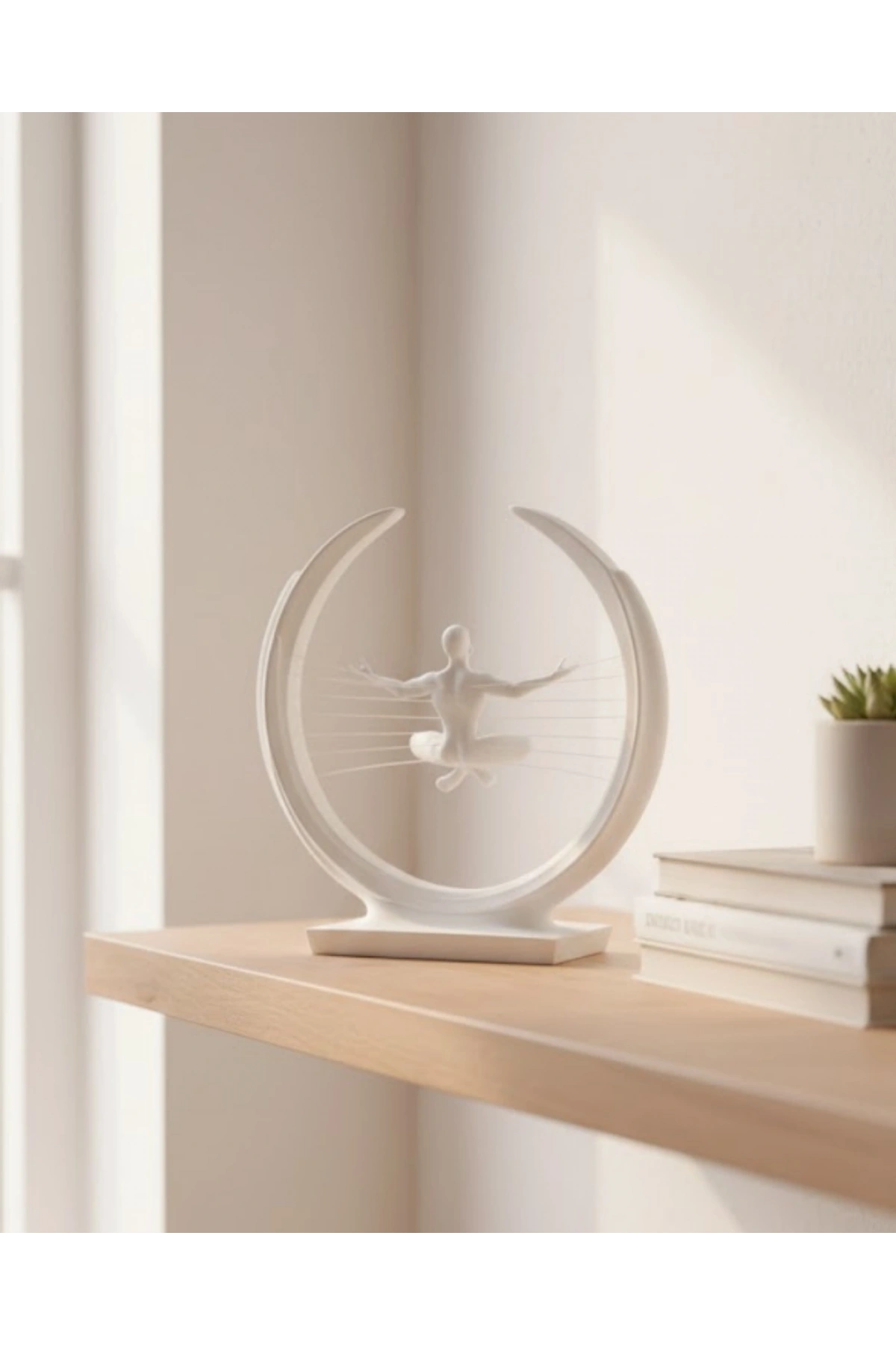 3D Zen Heykeli Modern Ay Tasarımlı Meditasyon Biblosu
