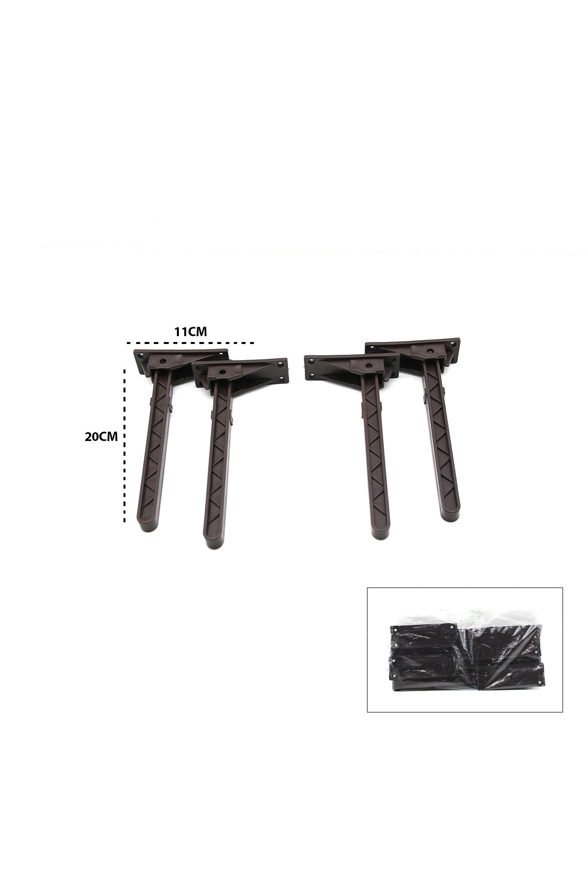 4 ADET KAHVERENGİ SOFRA AYAK KOMPLE PLASTİK 20CM AÇ KAPA (5047)
