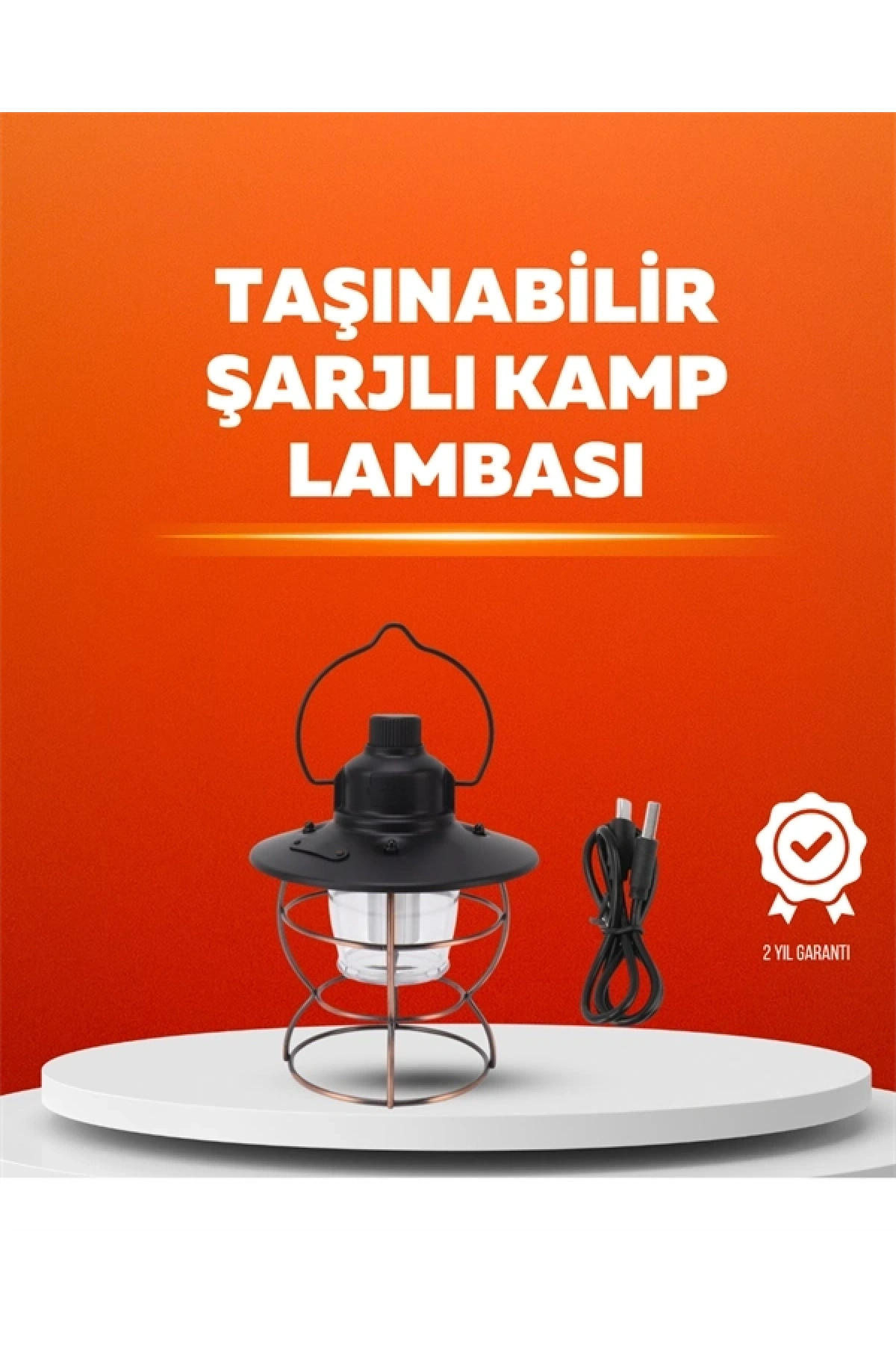 4 Fonksiyonlu Dekoratif Kamp Lambası – Tungsten Ampul, USB Çıkışlı