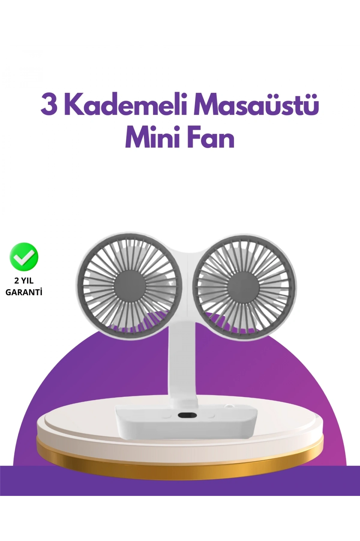 4 Kademeli Hız Ayarlı USB Şarjlı Çift Taraflı Masaüstü Vantilatör