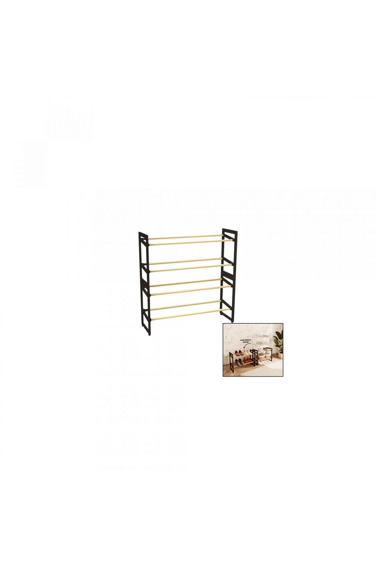 4 KATLI AHŞAP AYAKKABILIK 8 AYAKKABILIK 20X65X51CM ÇOK AMAÇLI RAF PORTATİF - VİDASIZ KOLAY MONTAJ (5047)