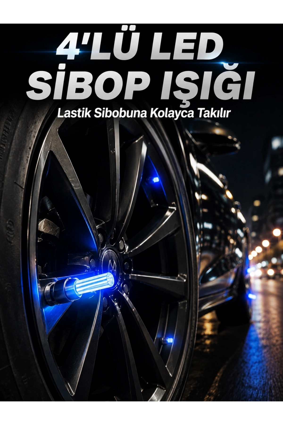 4lü Araç Sibop LED Işığı Otomatik Açılan Lastik Işığı Seti