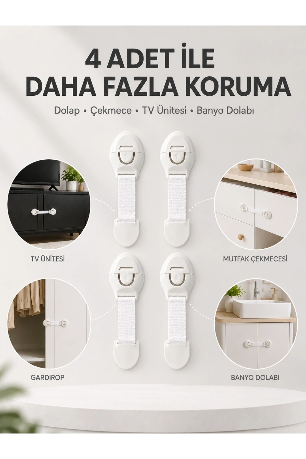 4lü Çocuk Güvenlik Dolap ve Çekmece Kilidi