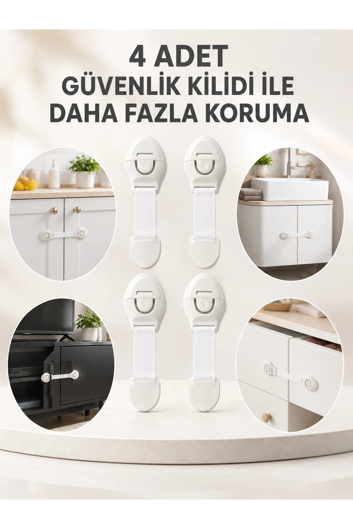 4lü Esnek Kayışlı Çocuk Güvenlik Kilidi Pratik ve Güvenli Kullanım