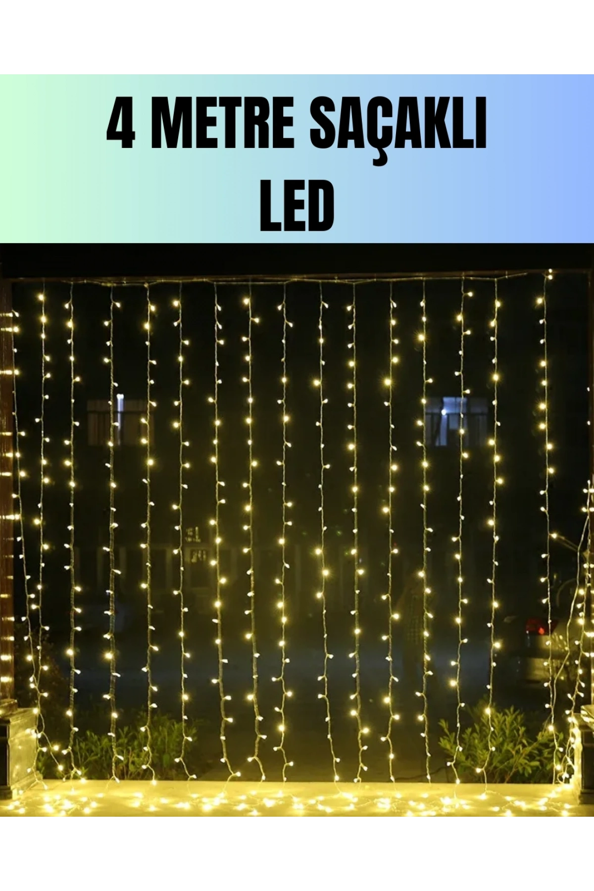 4 Metre Yılbaşı Şelale Led Perde Işık Ev Bahçe Dekor