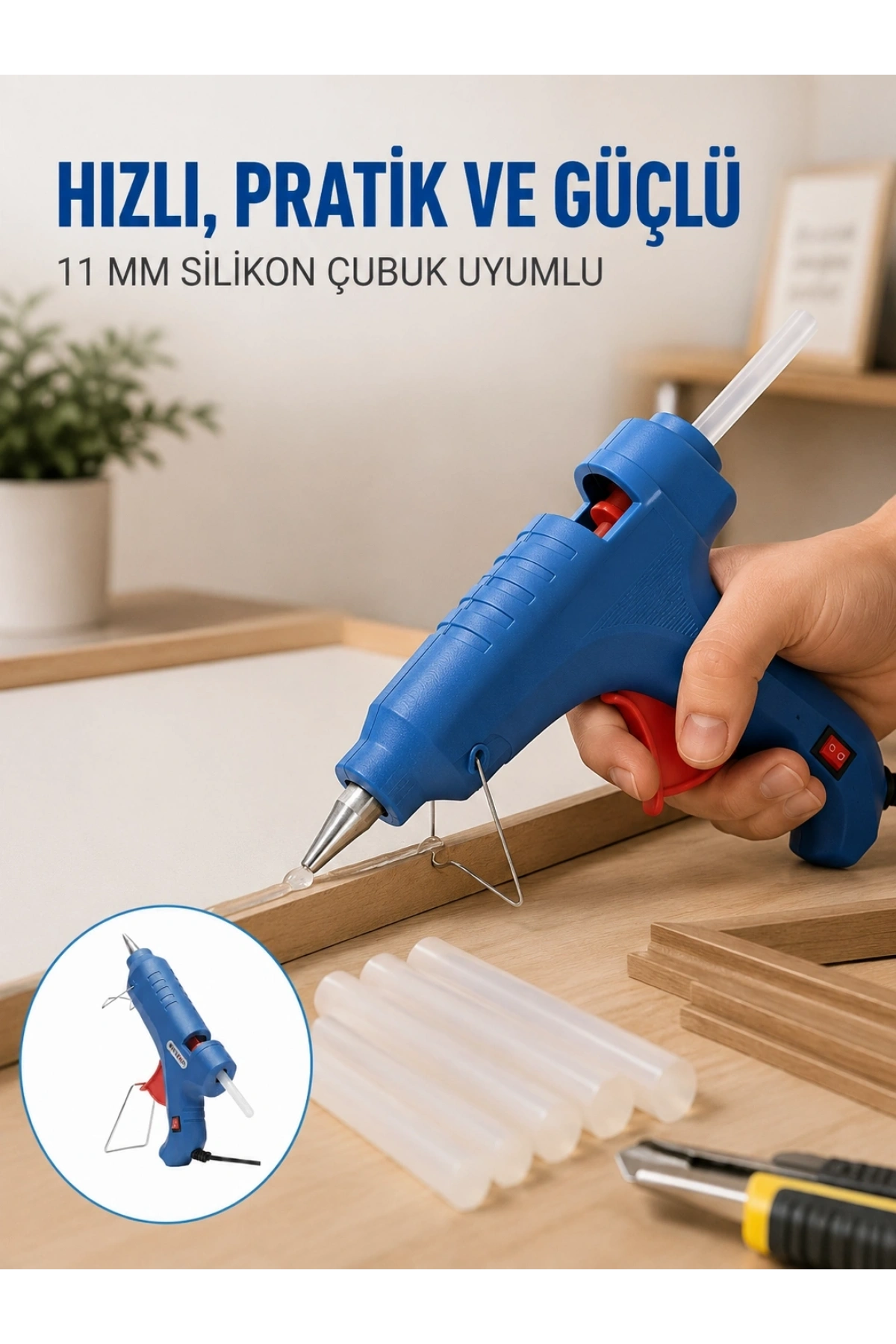 40W Sıcak Silikon Tabancası 5 Silikon Hediyeli Dayanıklı Tasarım