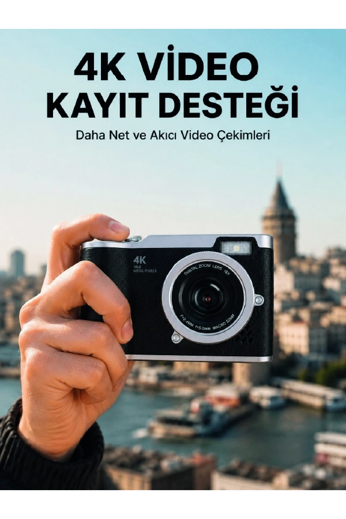 48 MP Dijital Kamera 4K Video Çekim Özellikli Kompakt Tasarım