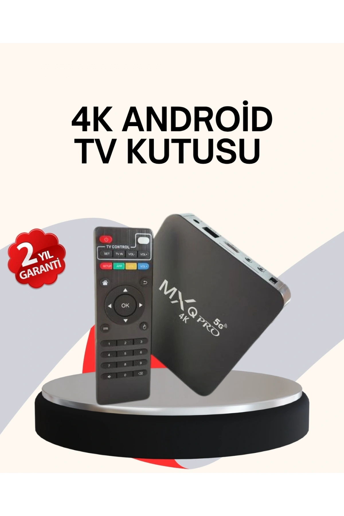 4K Android TV Box – Akıllı Medya Oynatıcı, 2GB RAM, 16GB Hafıza, Wi-Fi Destekli