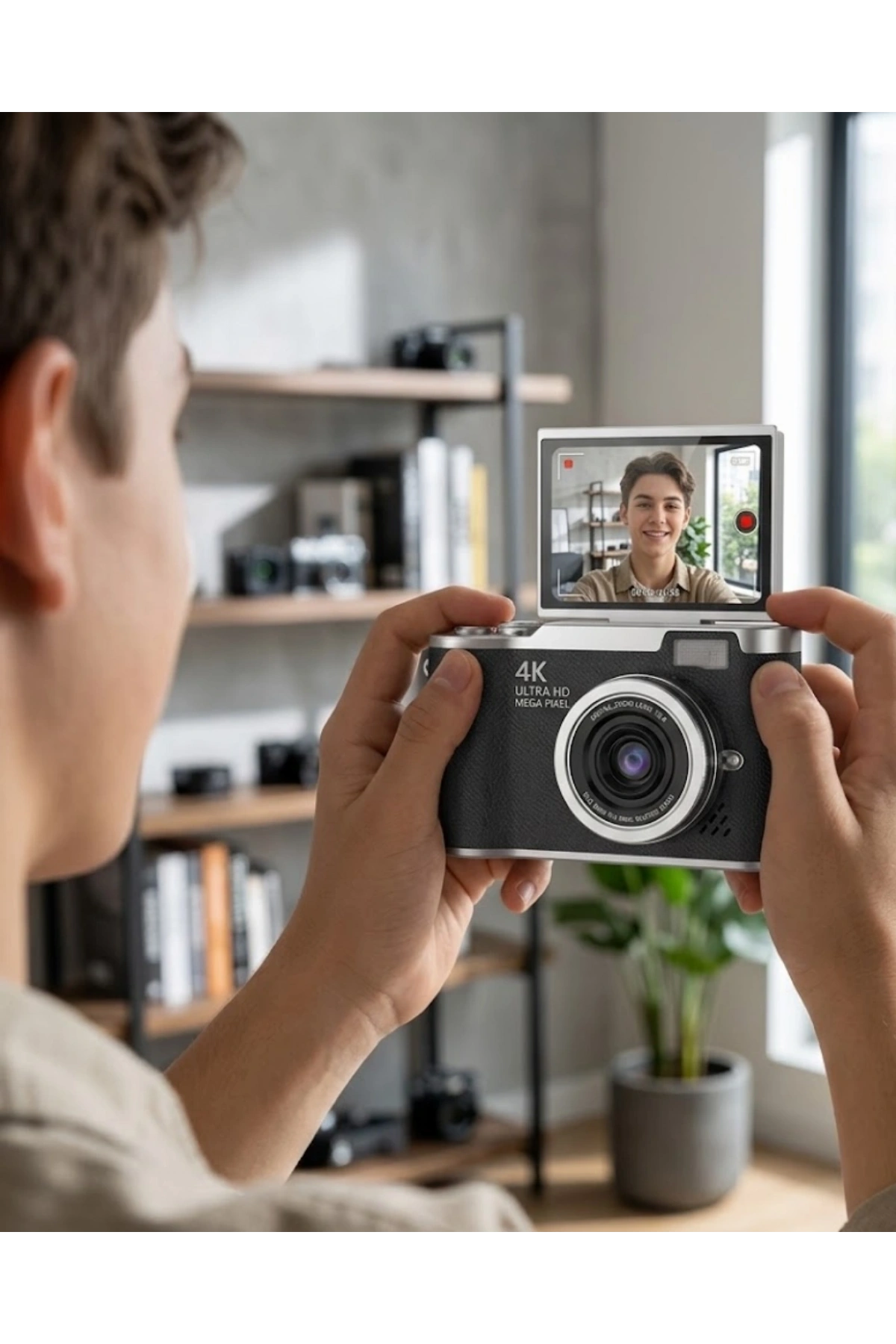 4K Dijital Kamera 48 MP 8X Zoom ve 180 Derece Flip Ekran Vlog Çekim Özellikli