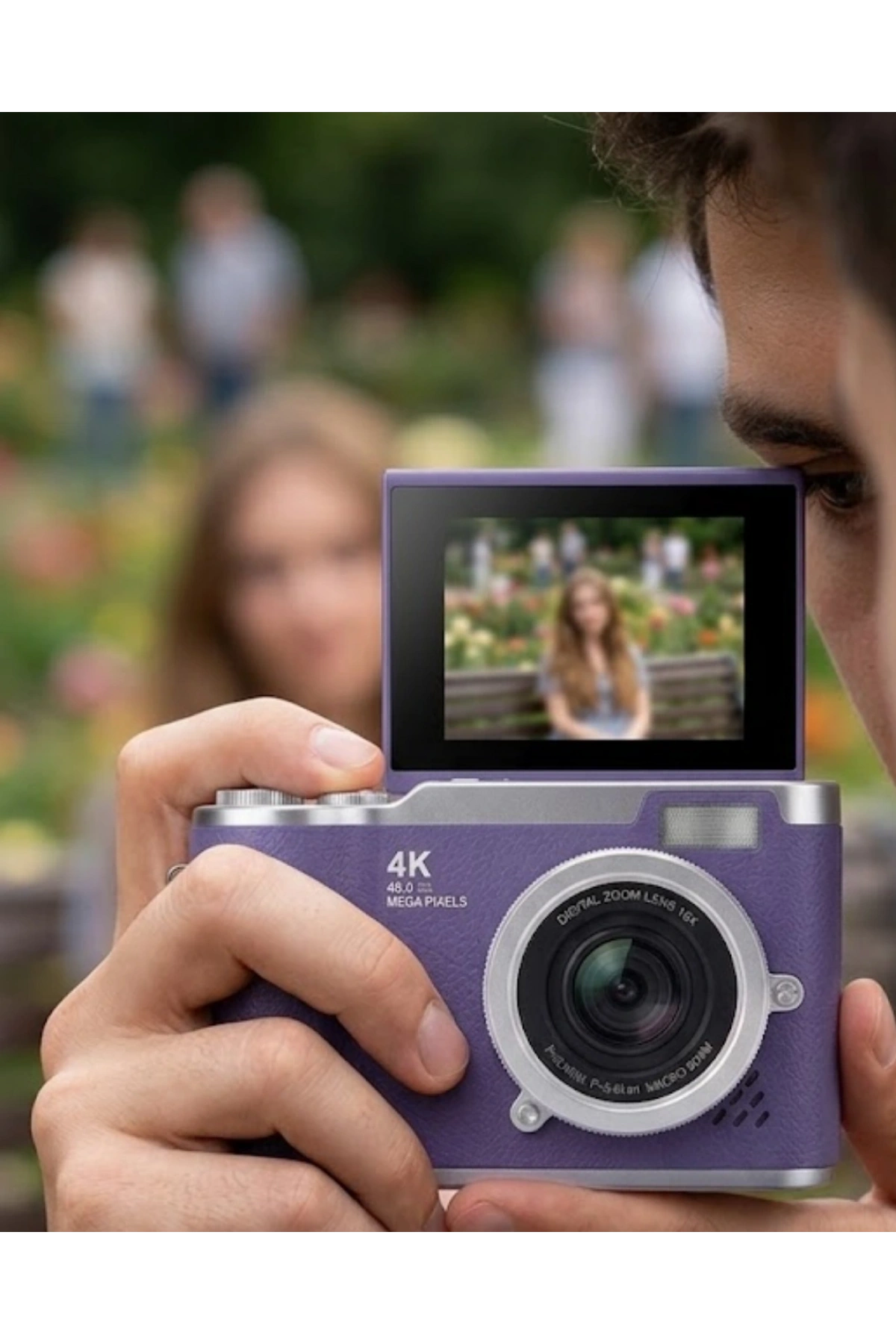 4K Kompakt Kamera 48 MP Autofocus Flash Özellikli Vlog Kamera