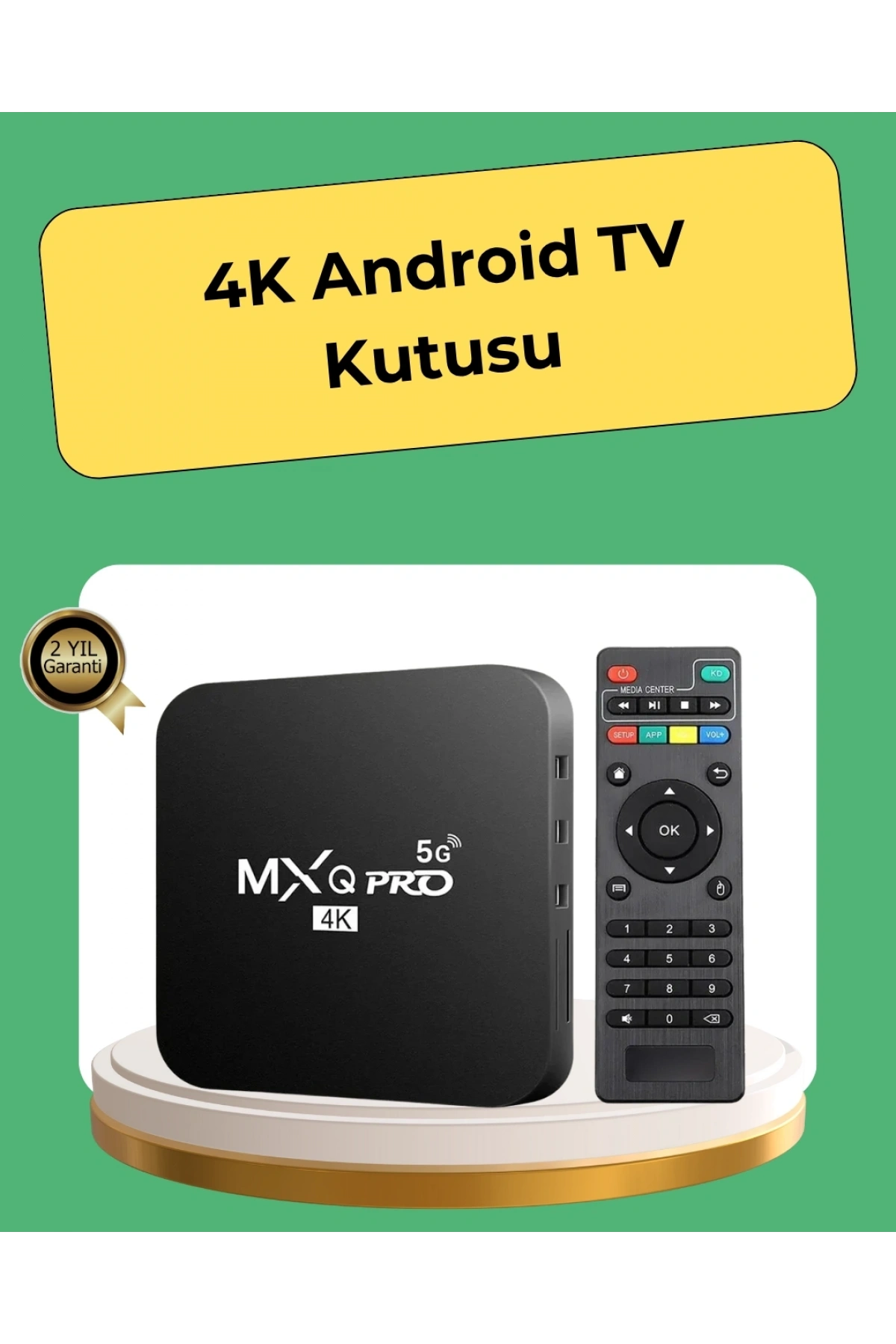 4K Ultra HD TV Box – 2GB RAM, 16GB Hafıza, Android Akıllı Medya Oynatıcı