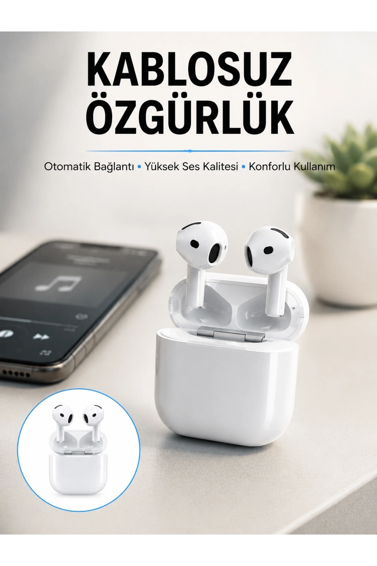 4.Nesil Bluetooth Kulaklık Yüksek Ses Kaliteli Dokunmatik Kontrol Özellikli