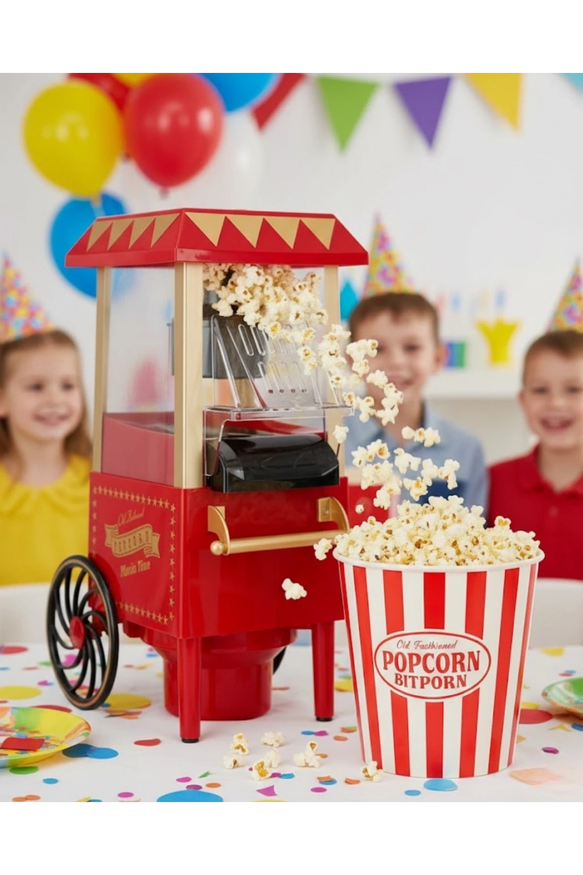 5 Dakikada Popcorn Hazırlayan Yağsız Patlatma Makinesi