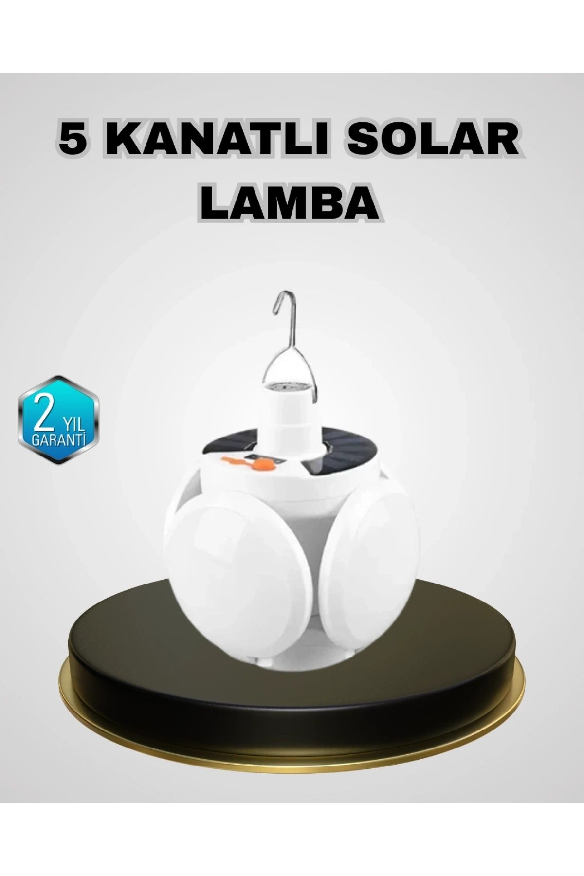 5 Kanatlı Solar Kamp Lambası – USB Şarjlı, Taşınabilir, IP65 Su Geçirmez Bahçe Lambası