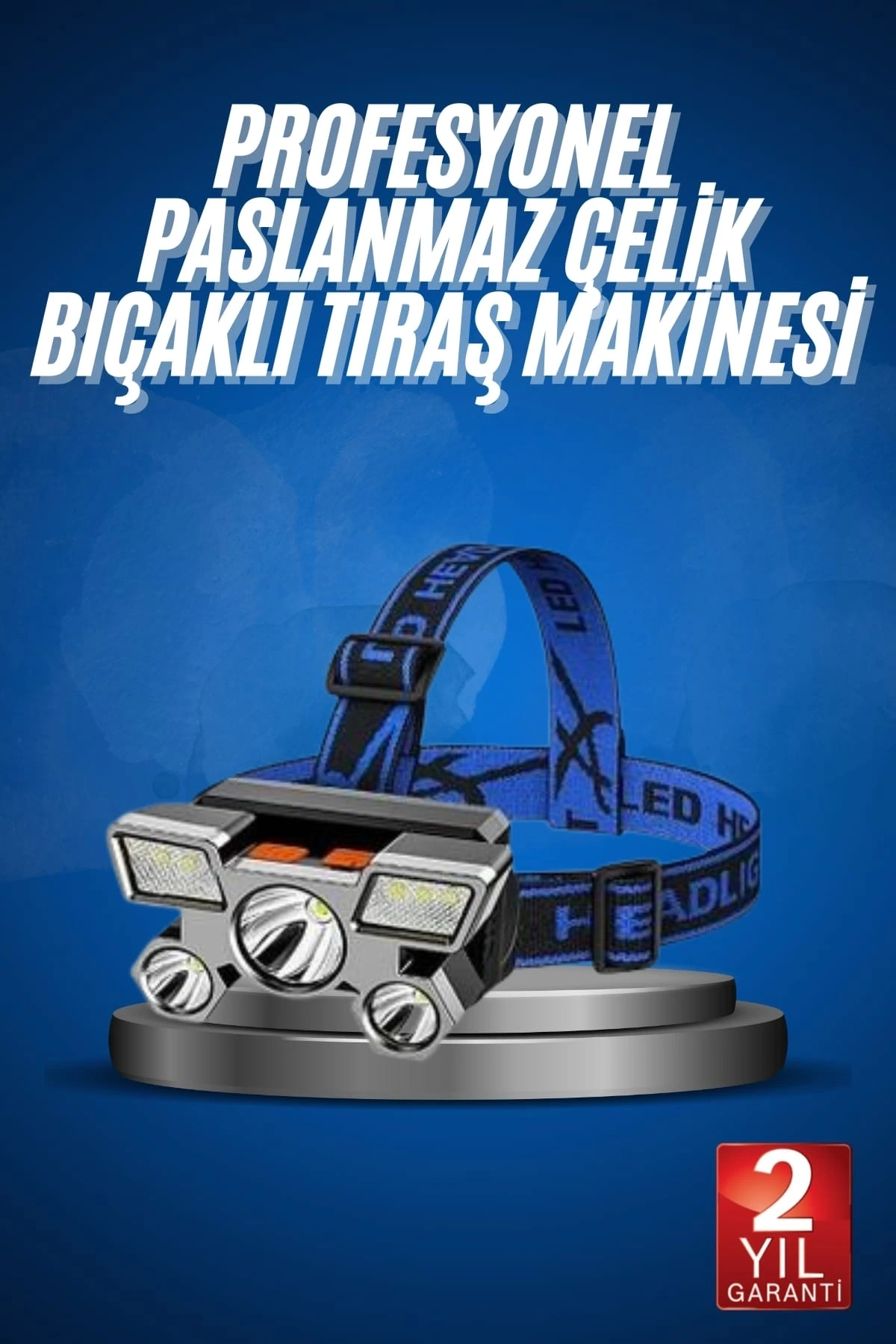 5 LED Far Şarj Edilebilir Güçlü Kafa Lambası Kamp Lambası 4 Modlu