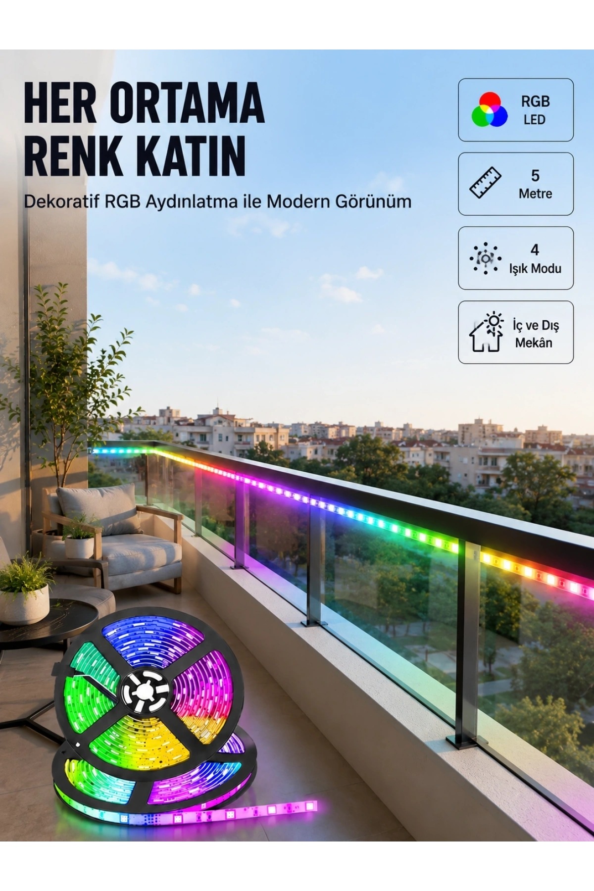 5 Metre Kumandalı RGB Şerit LED Aydınlatma
