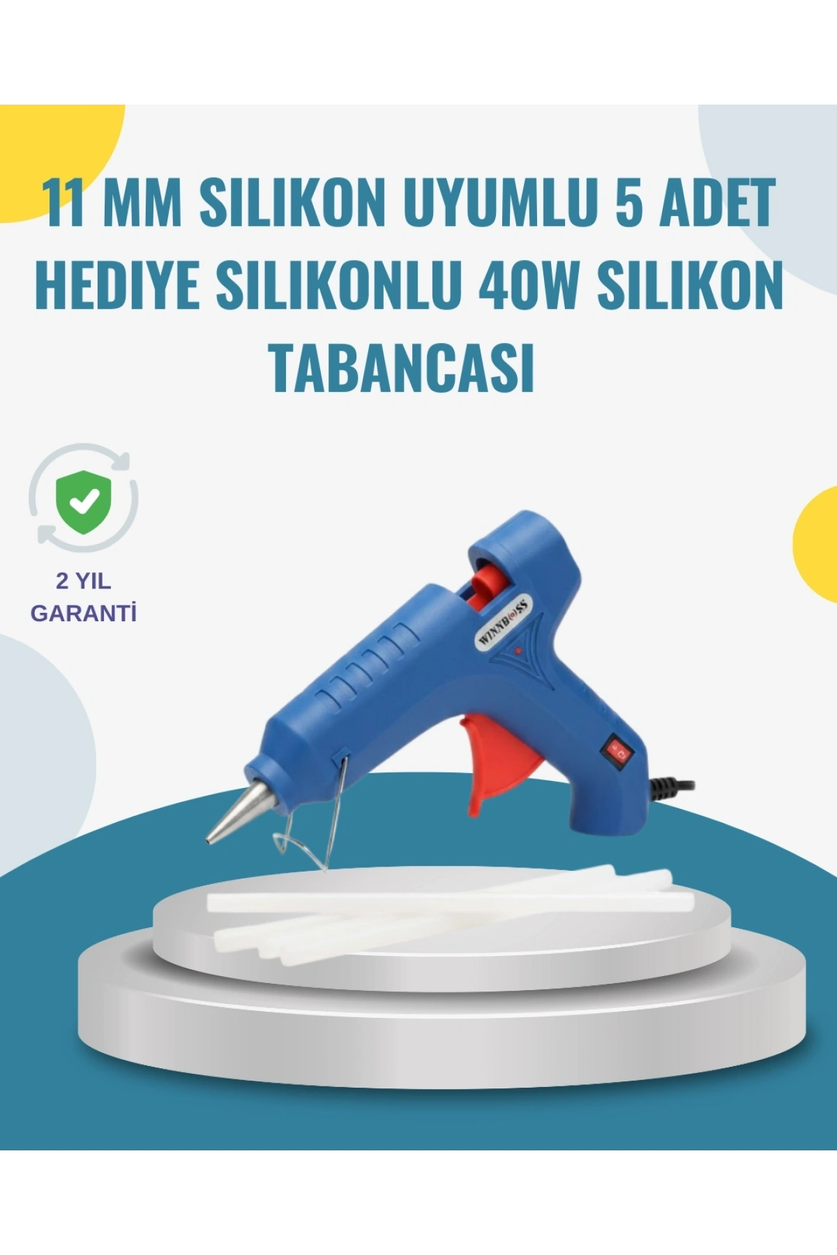 5 Silikon Hediyeli 40W Sıcak Silikon Tabancası Pratik Güçlü Kullanım