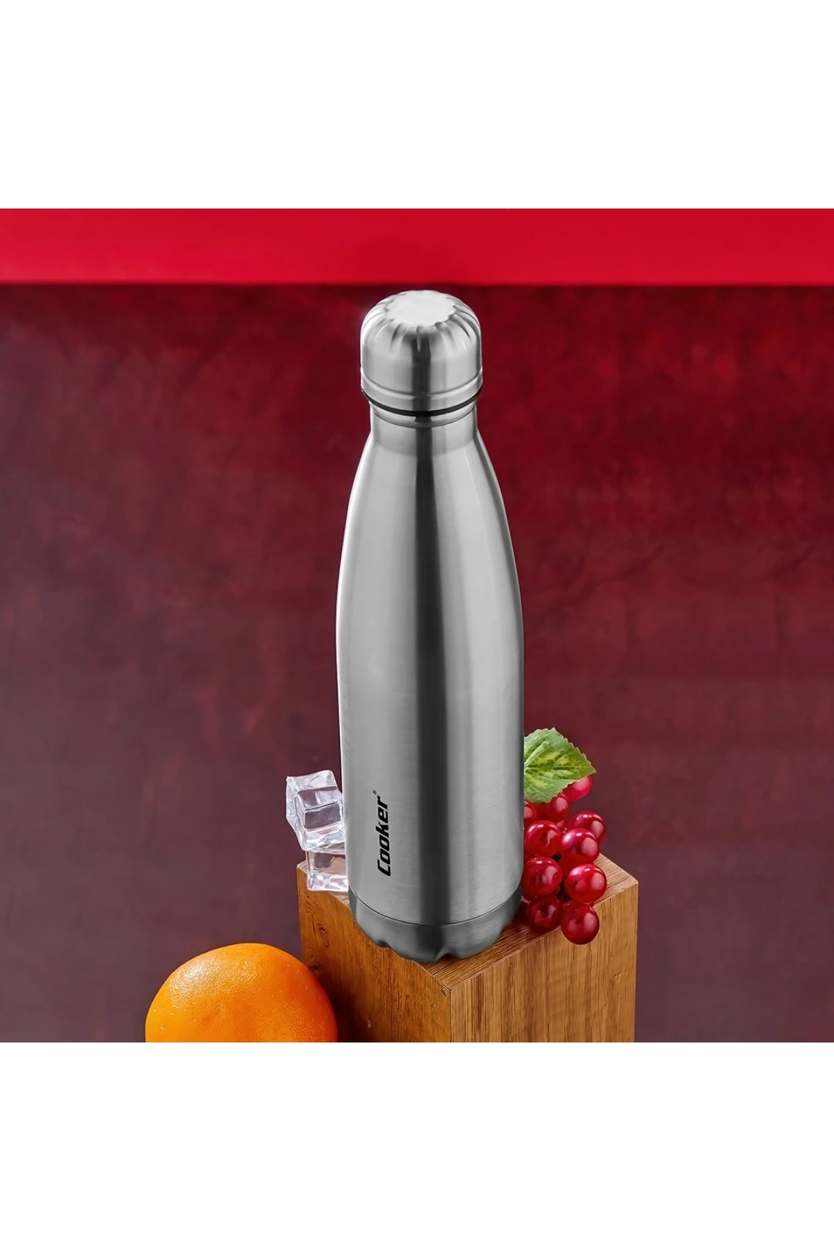 500ML KROM ŞİŞE TERMOS PASLANMAZ ÇELİK - KAYDIRMAZ TPR TABAN (5047)