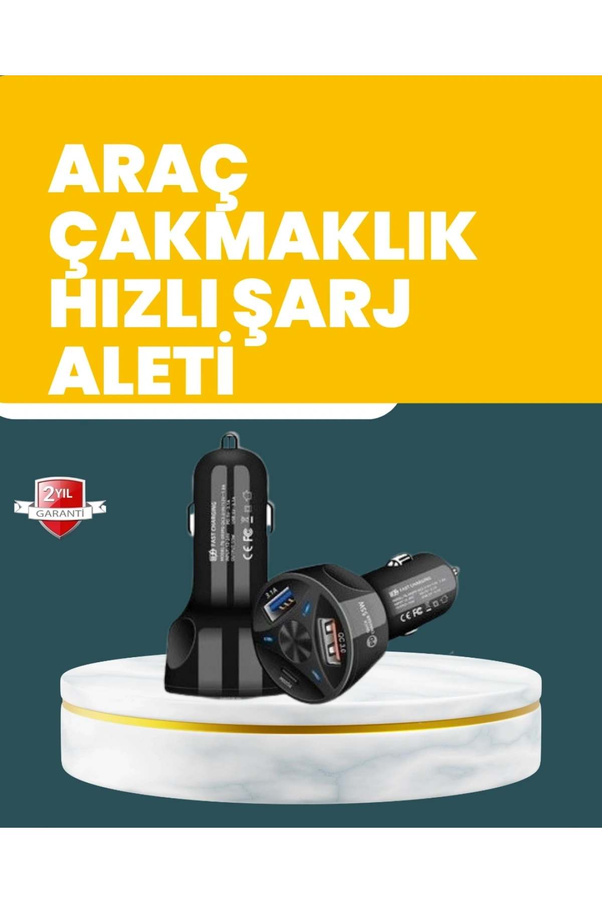 55W Hızlı Şarj Araç Çakmaklık Adaptörü QC 3.0 PD