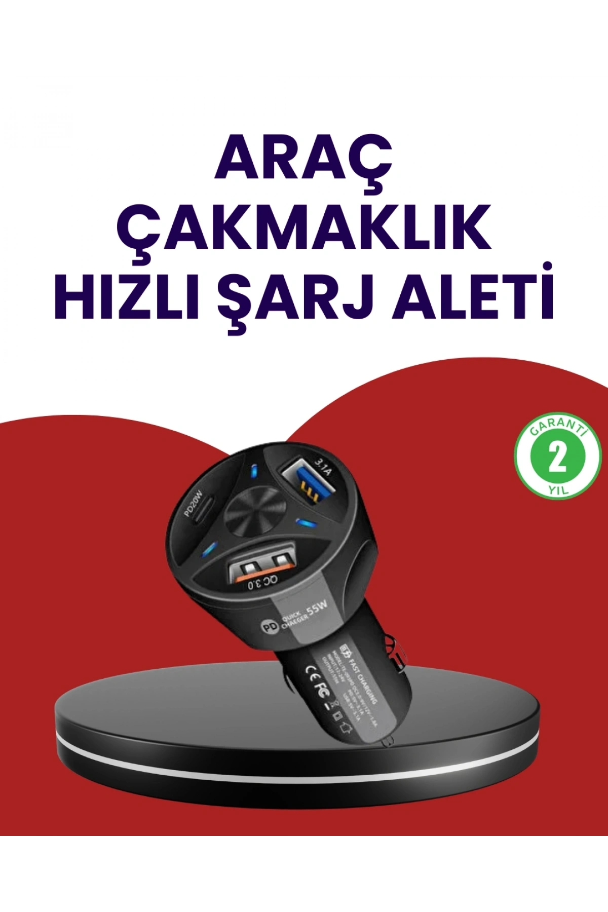 55W PD ve Quick Charge 3.0 Destekli Polygold Araç Şarj Adaptörü